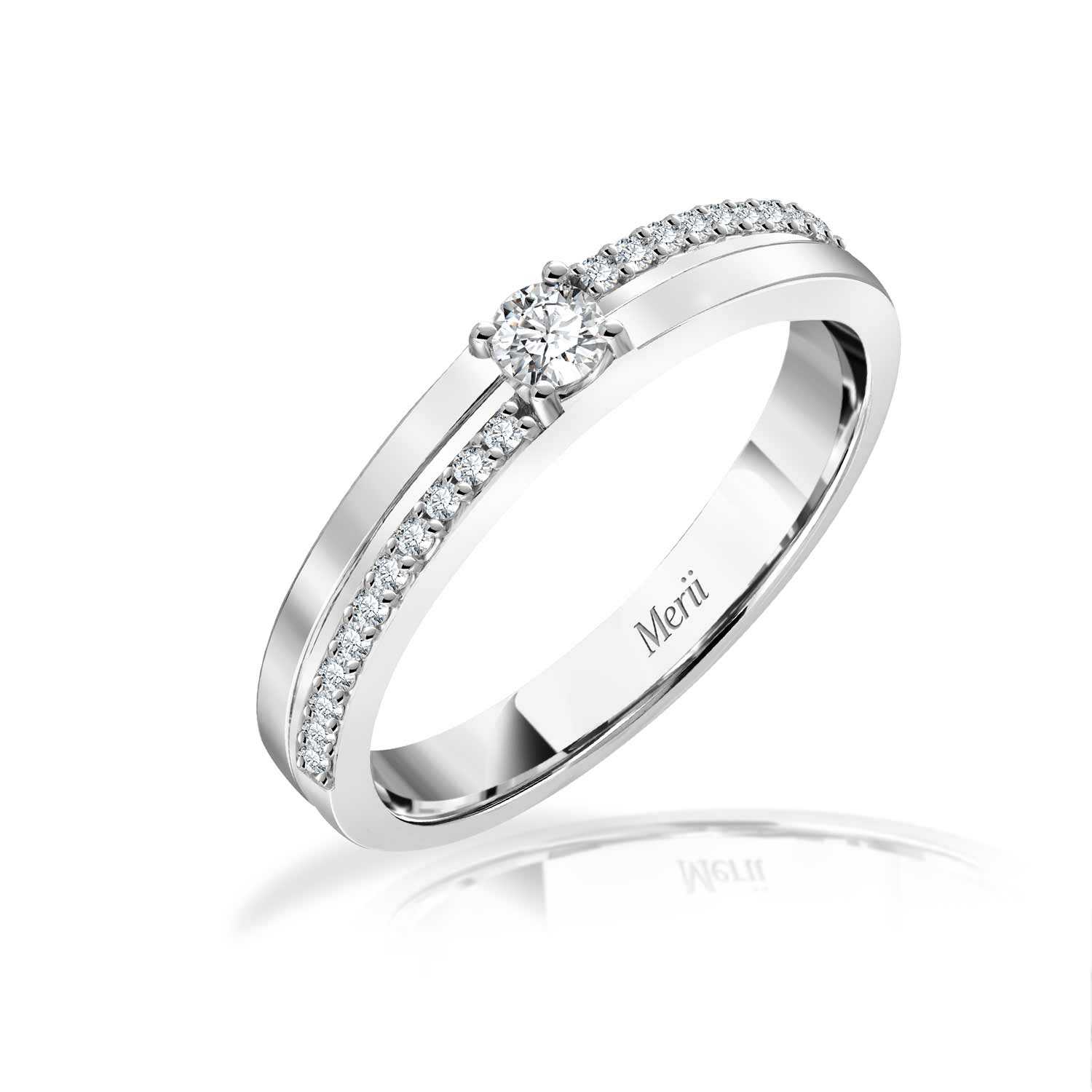 Couple Rings :  แหวนเงินแท้ 925 ชุบโรเดียม ประดับ Cubic Zirconia ดีไซน์เรียบหรู