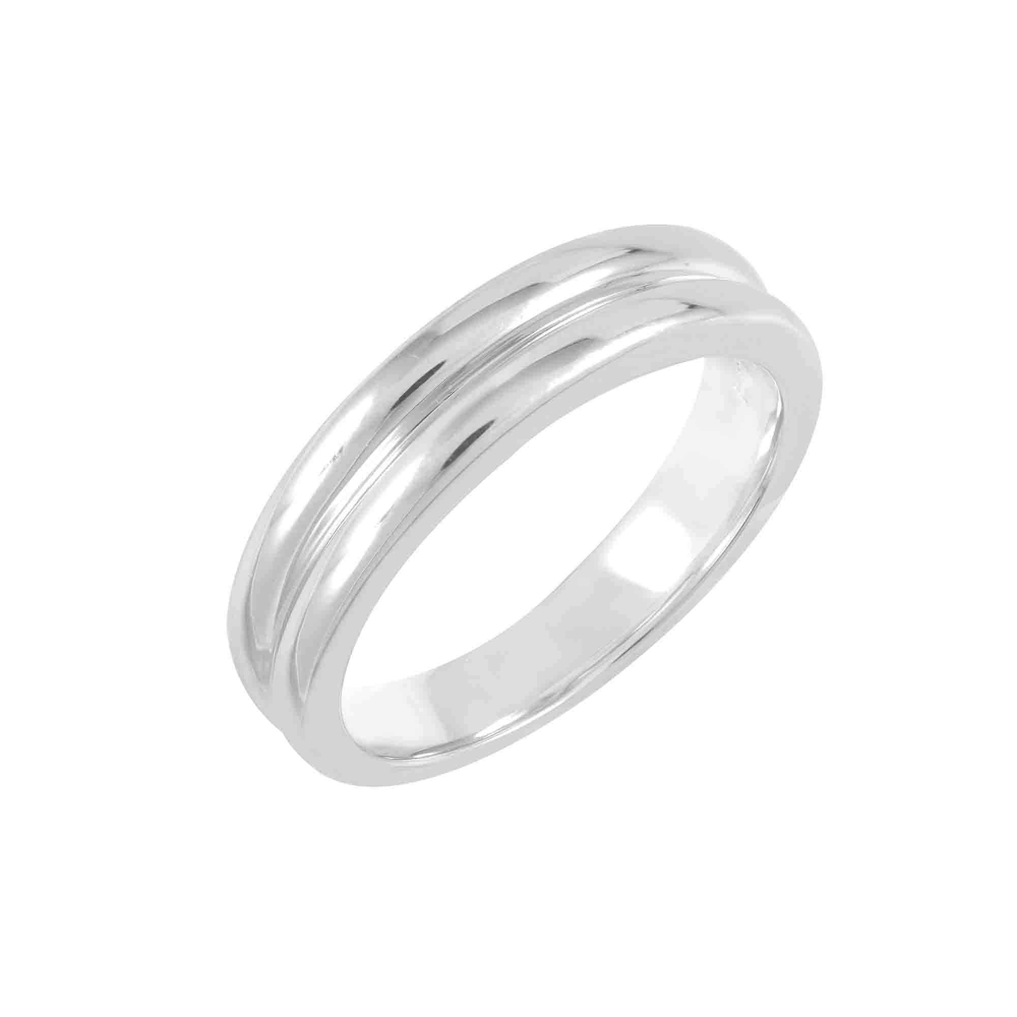 Couple Rings :  แหวนผู้ชายเงินแท้ 925 ชุบโรเดียม ประดับ Cubic Zirconia ดีไซน์คลาสสิก