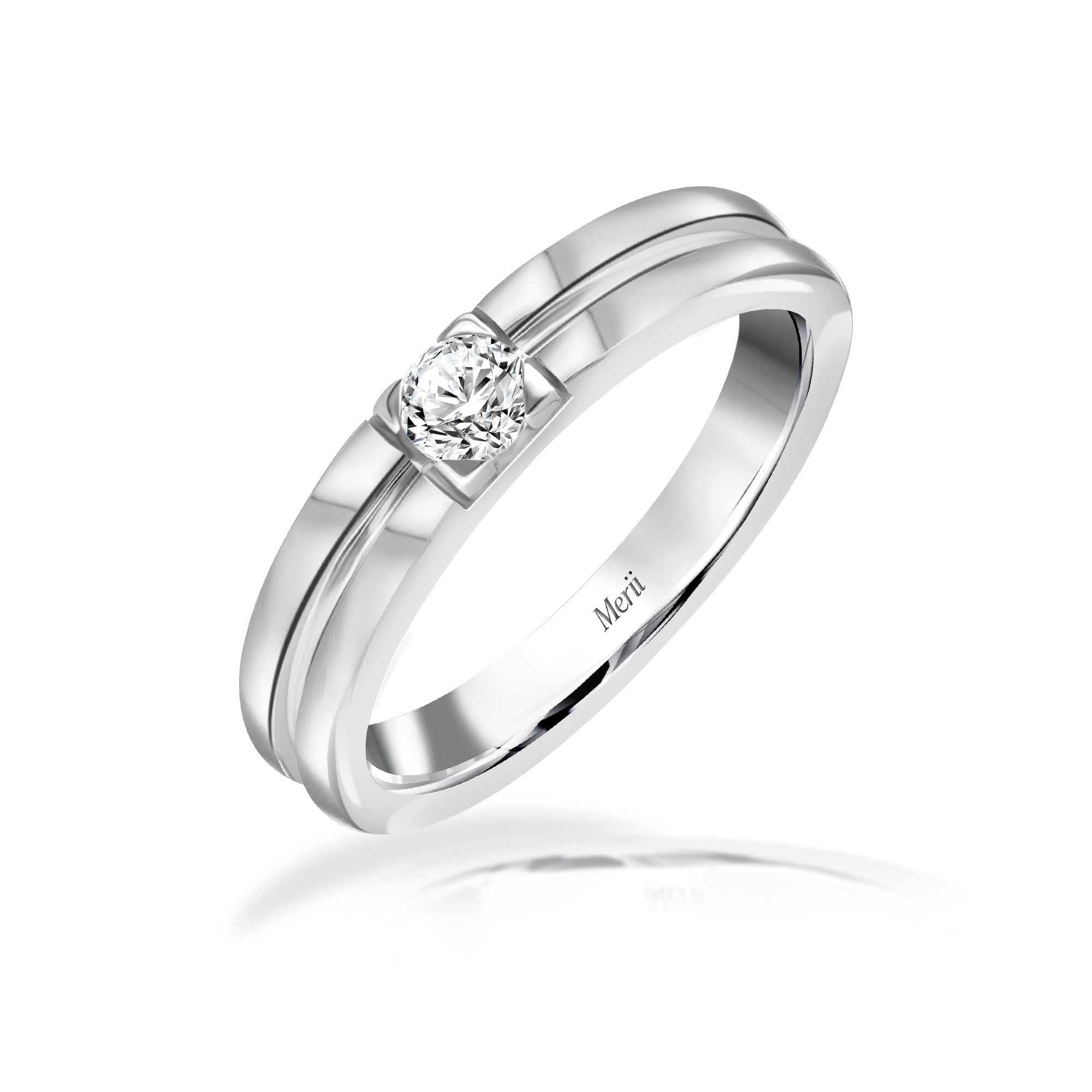 Couple Rings : แหวนเงินแท้ 925 ชุบโรเดียม ประดับ Cubic Zirconia ขนาด 3.5 mm ดีไซน์เรียบหรู