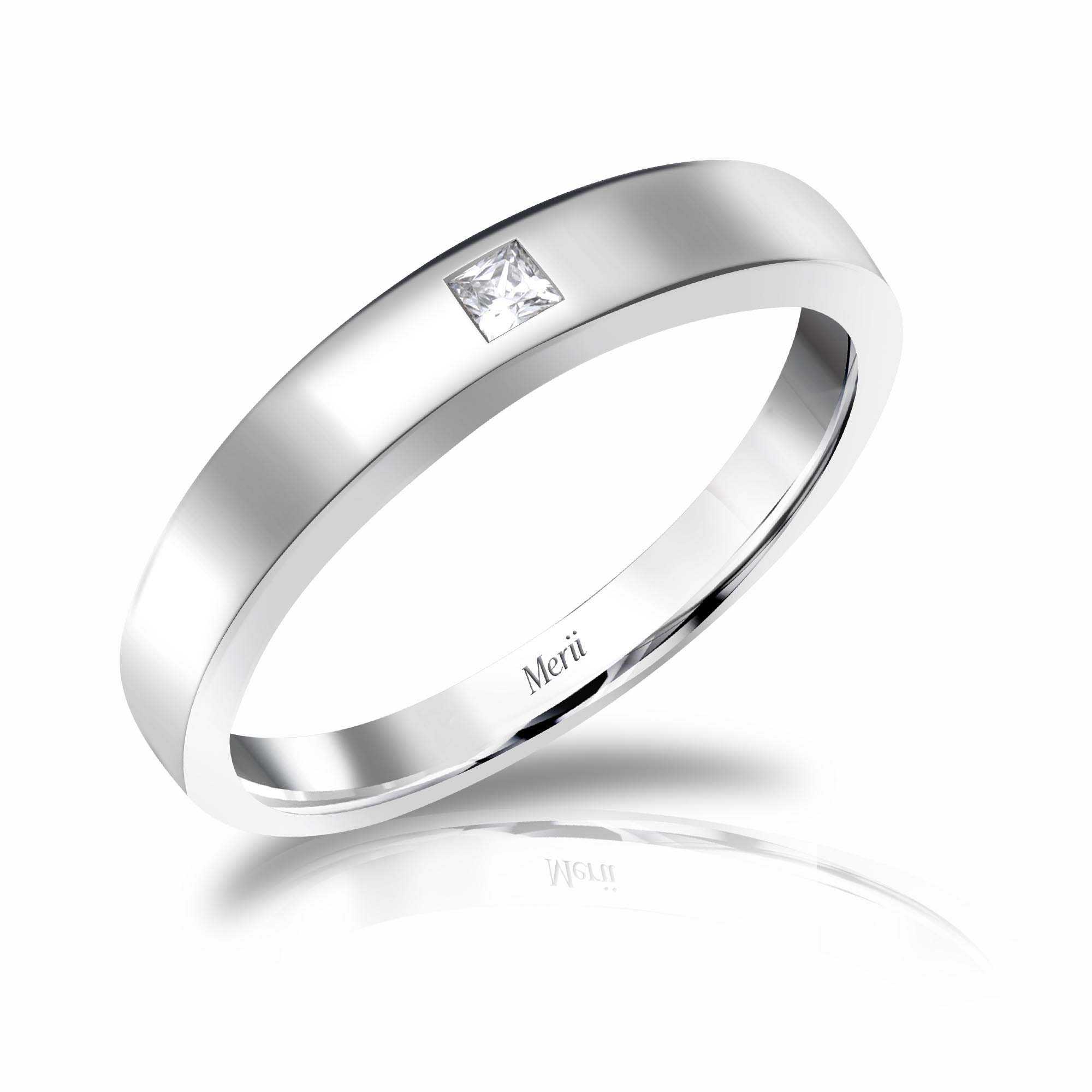 Couple Rings : แหวนเงินแท้ 925 ชุบโรเดียม ประดับ Cubic Zirconia ดีไซน์คลาสสิก