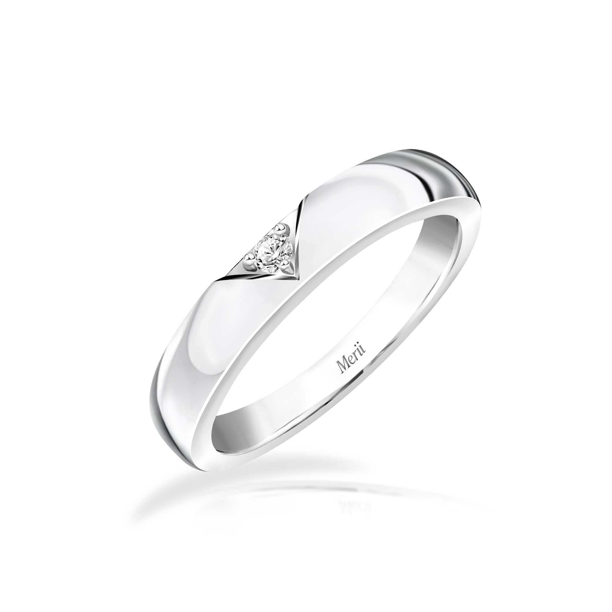 Couple Rings : แหวนเงินแท้ 925 ชุบโรเดียม ประดับ Cubic Zirconia ขนาด 2 mm ทรงกลม ดีไซน์คลาสสิก