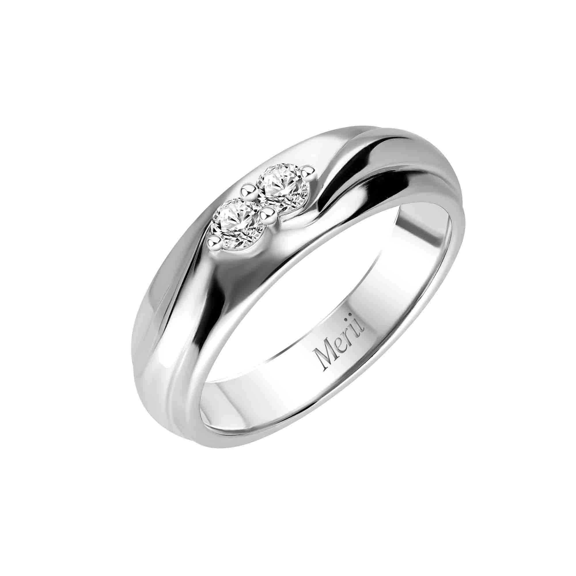 Couple Rings : แหวนผู้ชายเงินแท้ 925 ชุบโรเดียม ประดับ Cubic Zirconia ขนาด 4.2 mm ดีไซน์อินฟินิตี้