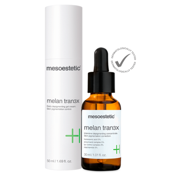 [Pre-Order] แท้ Mesoestetic Melan Tran3X Concentrade Serum 30ml + Melan Tran3X Gel Cream 50ml