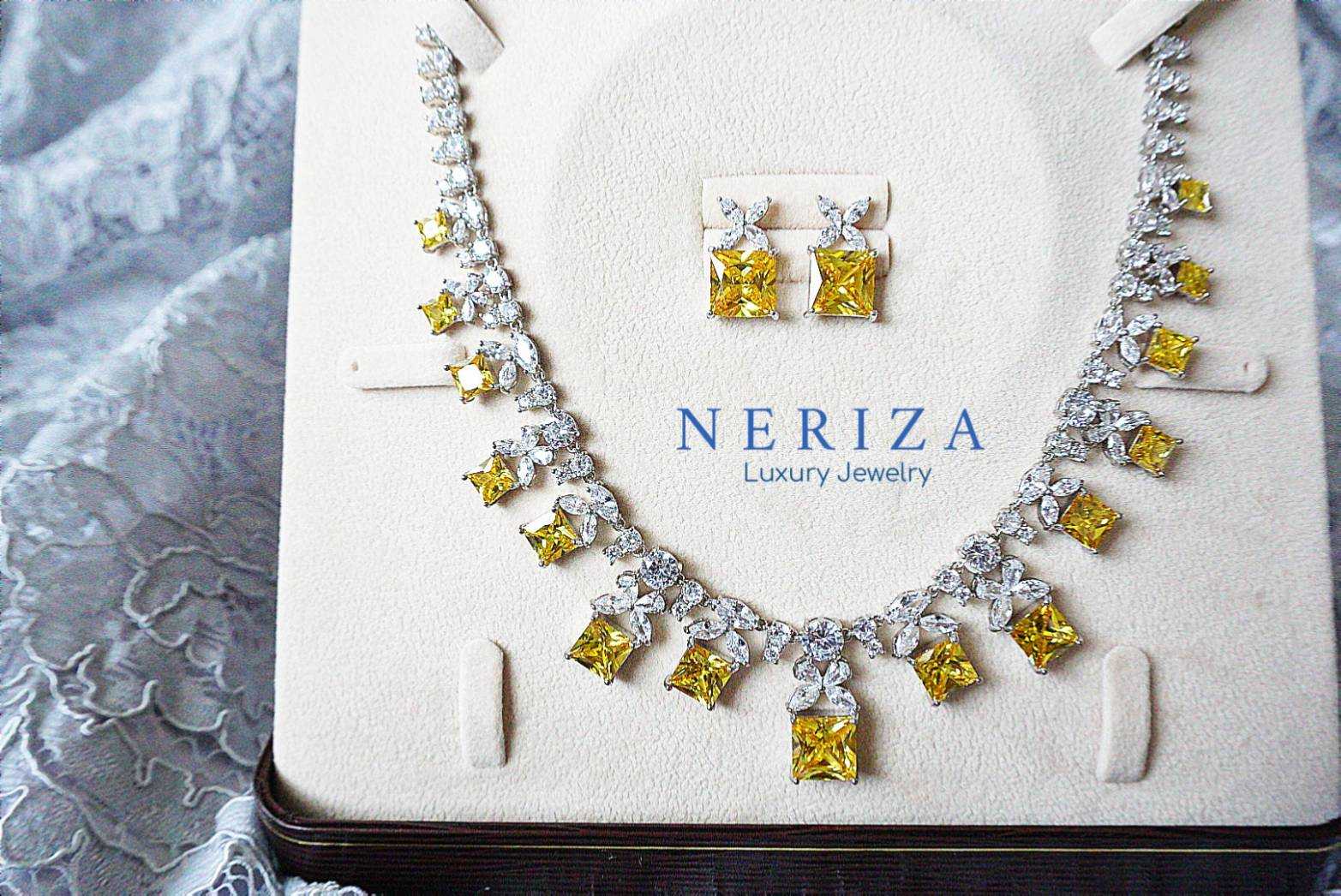 Neriza Jewelry/ ชุดเครื่องประดับเพชรชมพู ประกายเทียบเท่าเพชรแท้ พร้อมกล่อง NZC007