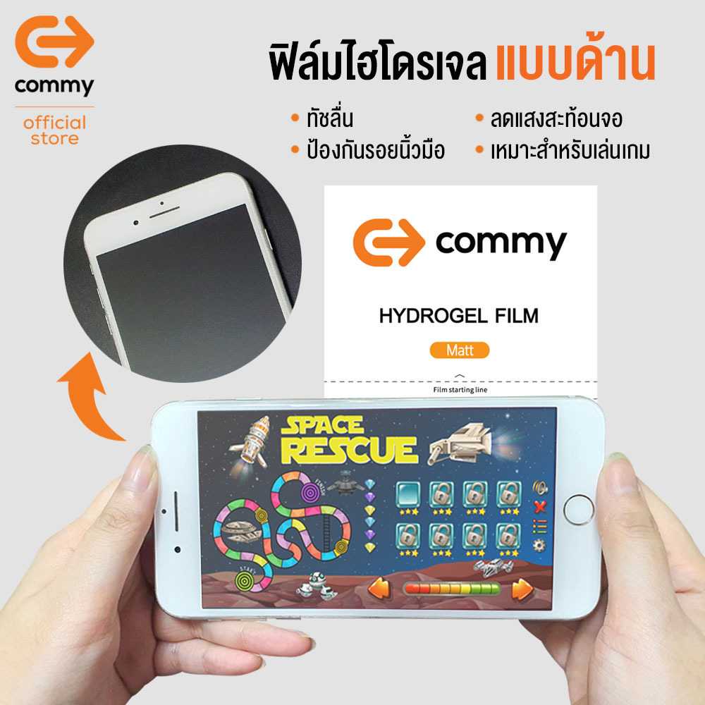 COMMY ฟิล์มกันรอยไฮโดรเจล แบบด้าน สำหรับมือถือทุกรุ่น (แจ้งรุ่นทางแชท)