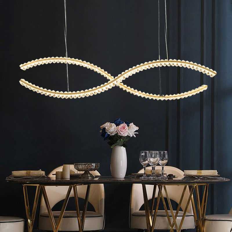 Curve Crystal Designed Chandelier - โคมไฟแต่งบ้านติดเพดาน