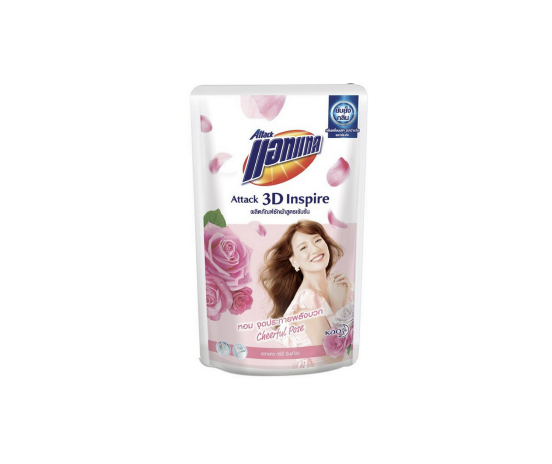 น้ำยาซักผ้าแอทแทค ลิควิด ทรีดี อินสไปร์ กลิ่นcheerful Pose ขนาด650มล.