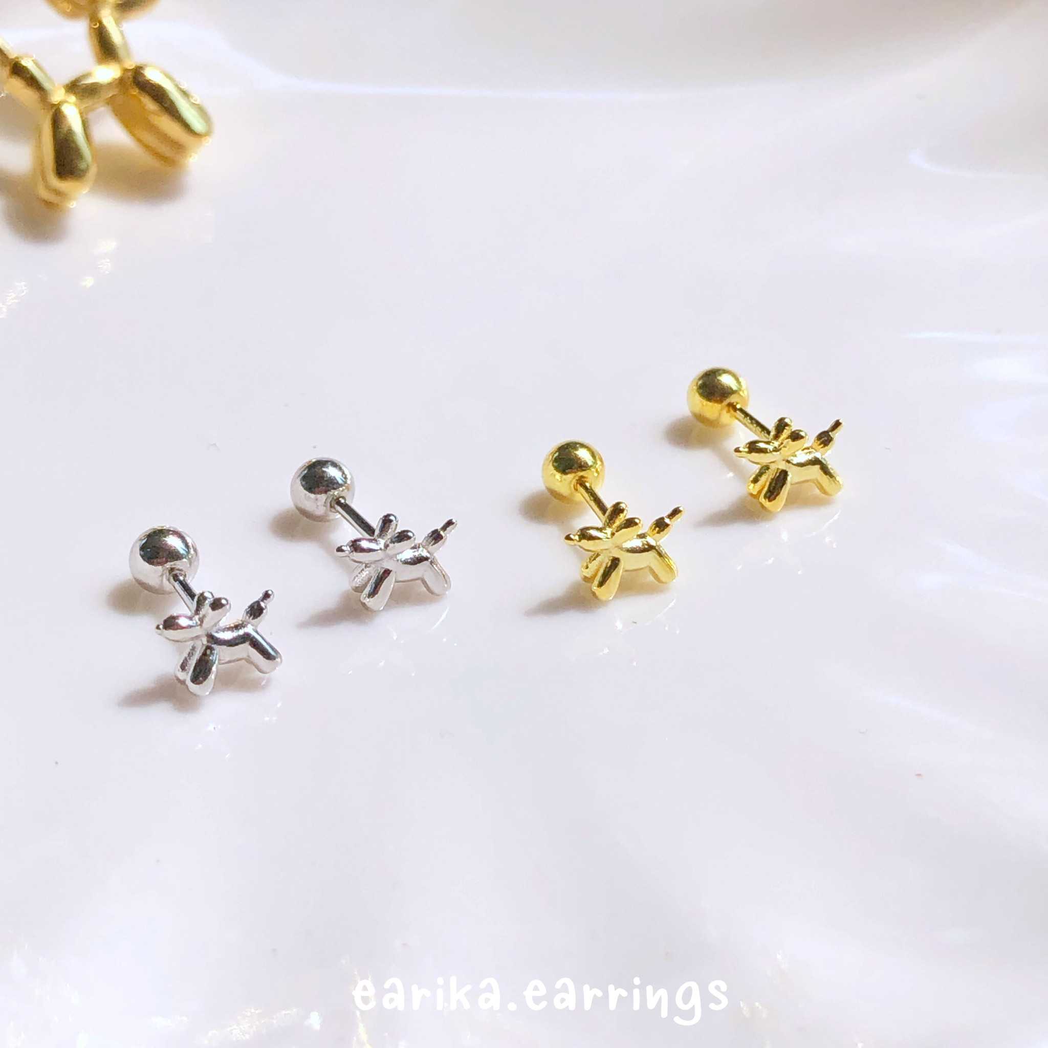 earika.earrings - balloon poodle piercing จิวหูเงินแท้จี้ลูกโป่งพุดเดิ้ล เหมาะสำหรับคนแพ้ง่าย