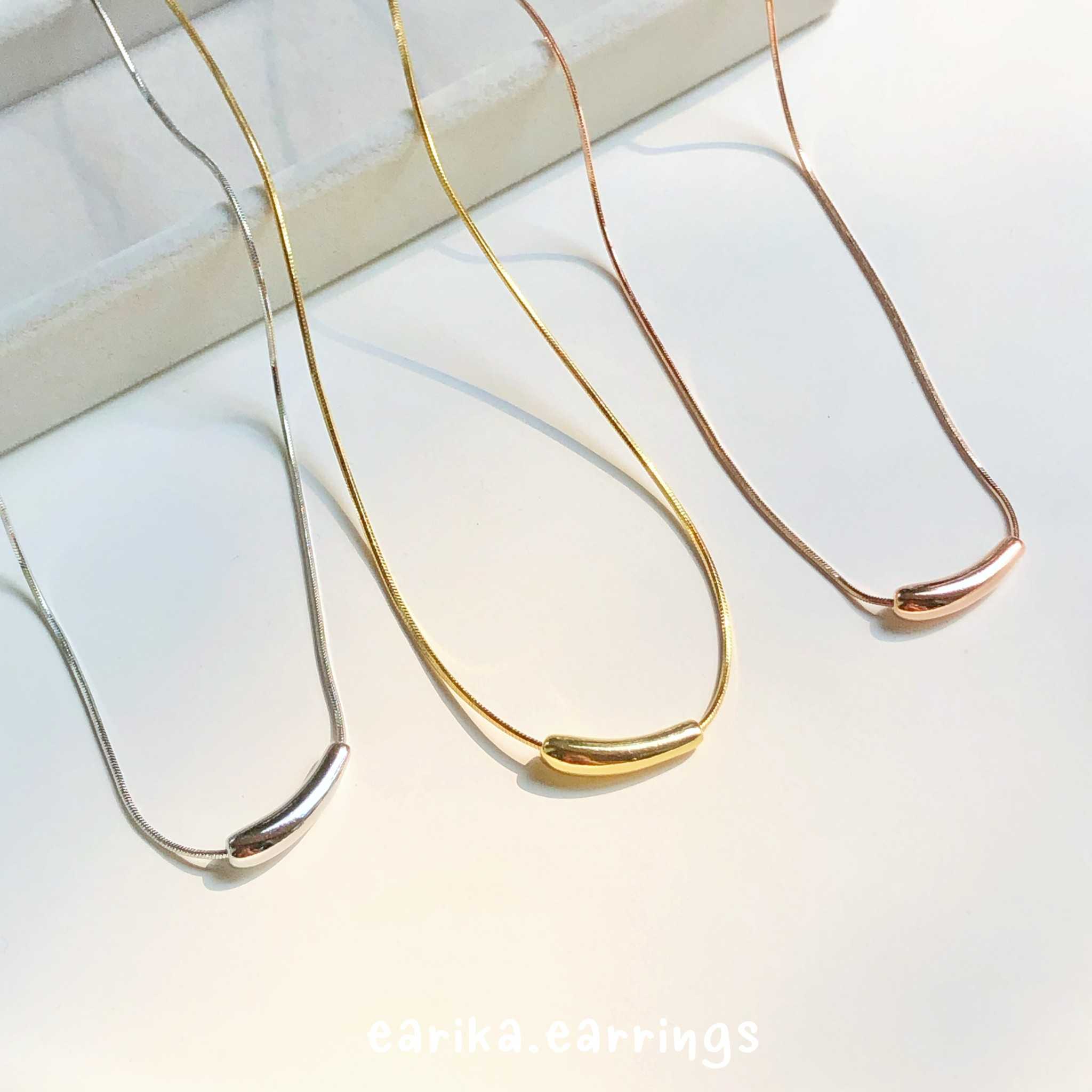 earika.earrings - pipe necklace สร้อยคอเงินแท้ S92.5 ปรับขนาดได้