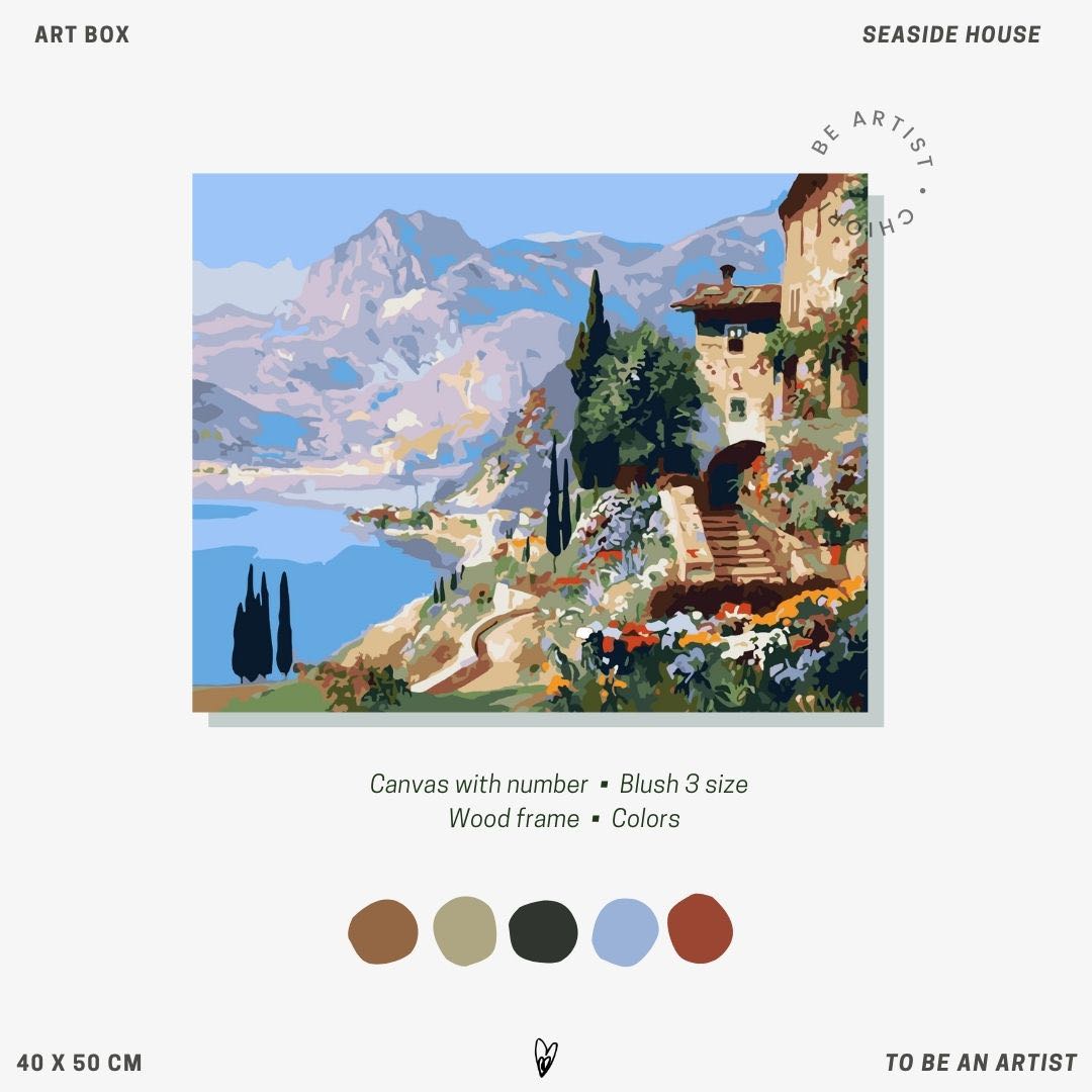 Art painting box  - SEASIDE HOUSE [SIZE 40 x 50 CM]