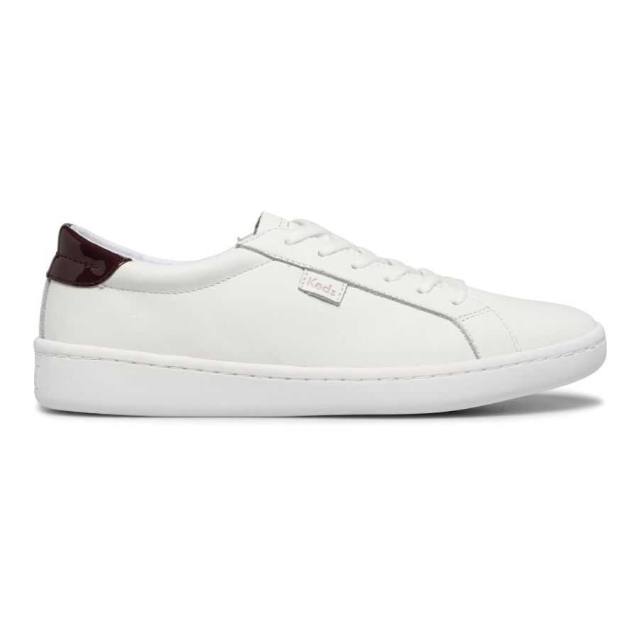 Keds รุ่น Ace Leather รองเท้าผ้าใบหนัง ผู้หญิง สี WHITE/BURGUNDY - WH65424
