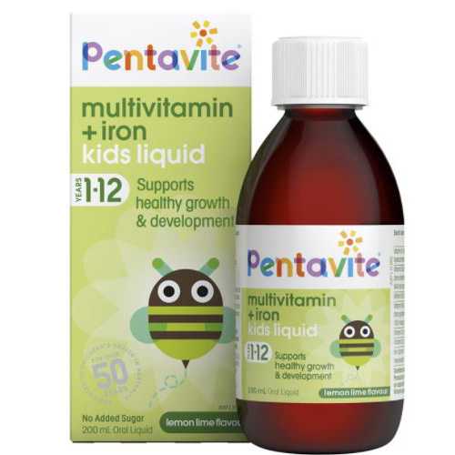 วิตามินรวมผสมธาตุเหล็ก Pentavite Multivitamins Liquid with Iron , 200ml , นำเข้าออสเตรเลีย