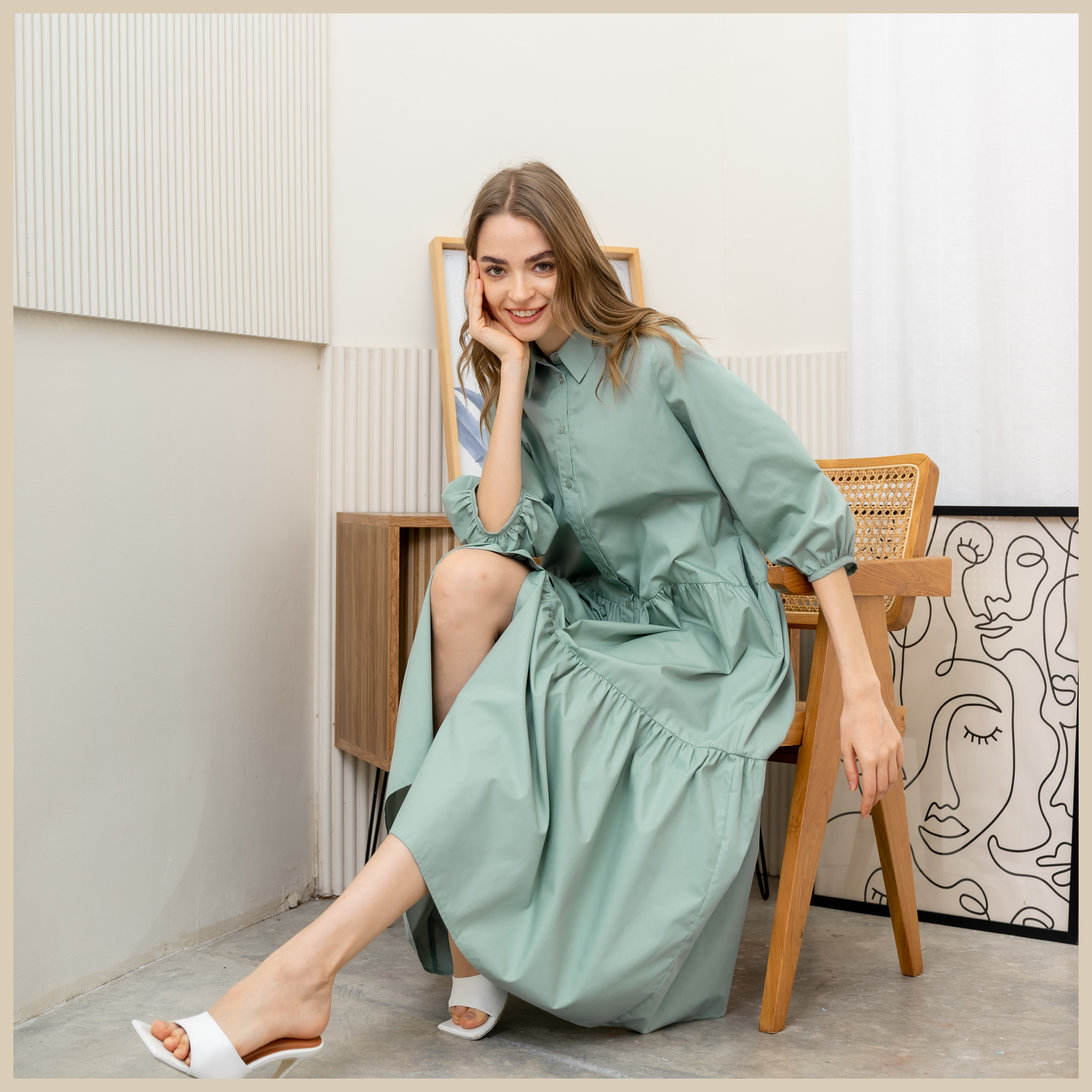 Shai Ruffle Dress - Sage