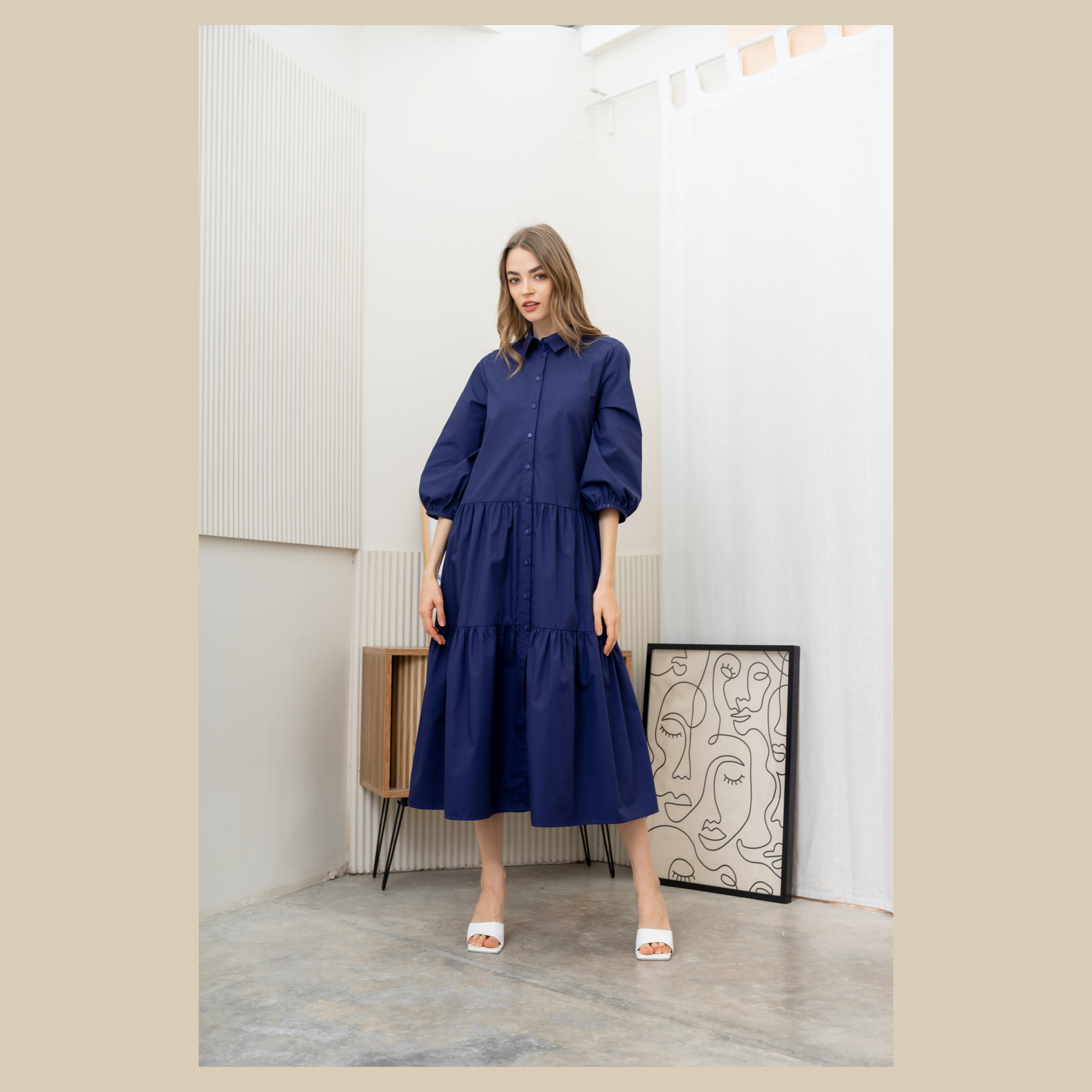 Shai Ruffle Dress - Navy