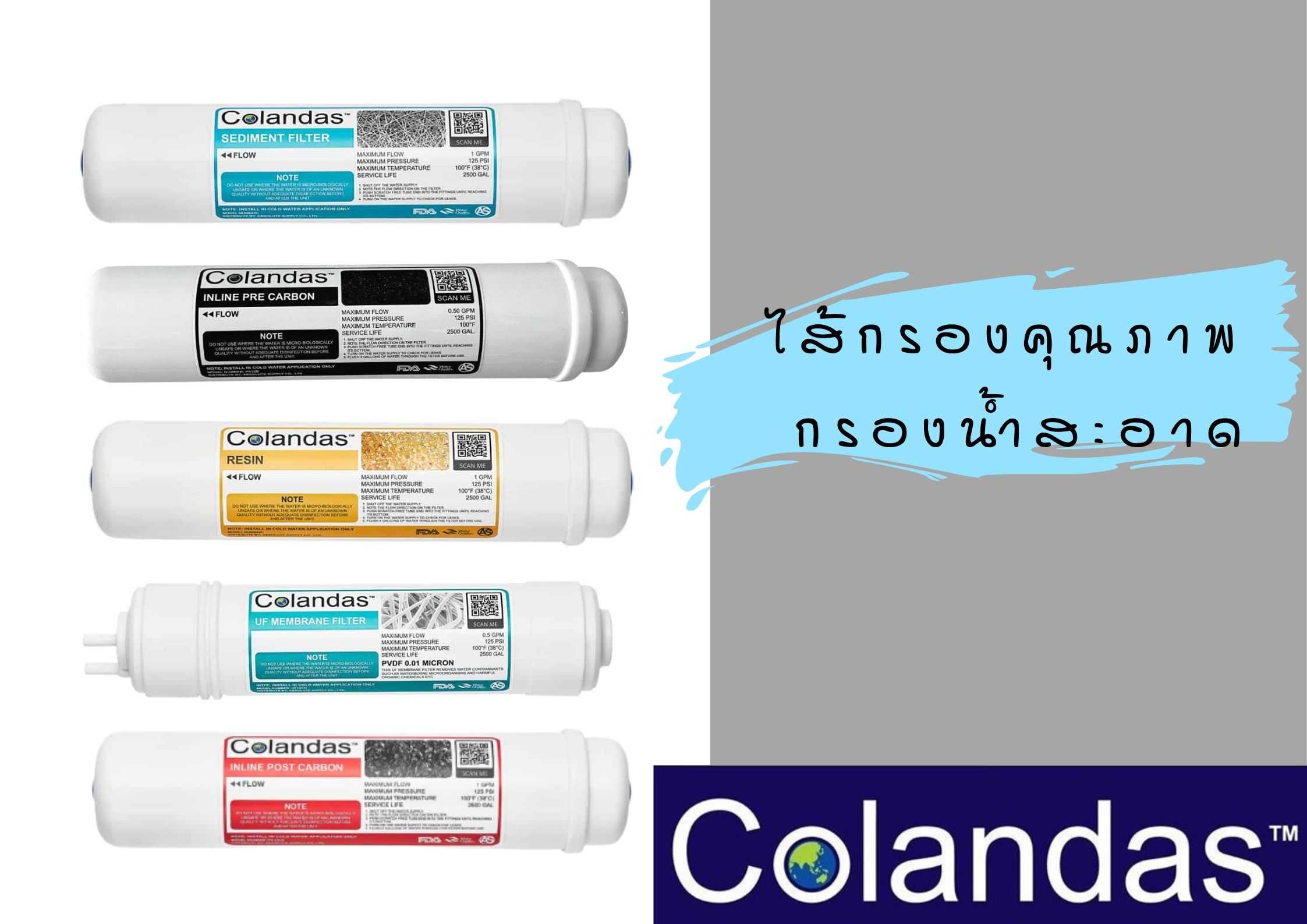 SET5-P / เซ็ทไส้กรอง POST 12 นิ้ว 4 ชิ้น + UF 12 นิ้ว 1 ชิ้น (5ชิ้น)