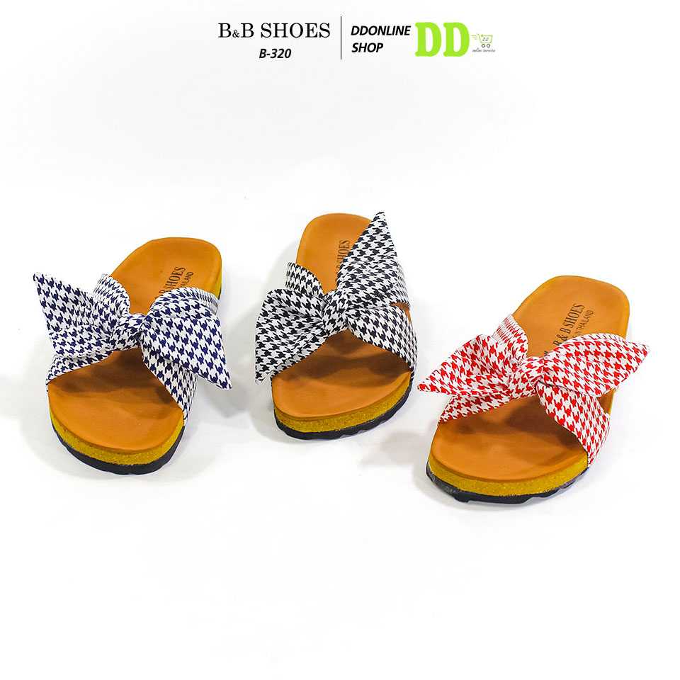 B&B SHOES รุ่น  B-320 รองเท้าแตะแฟชั่นผู้หญิง ทนทาน สวมใส่สบาย แบบหน้าโบว์ รุ่นใหม่ล่าสุด
