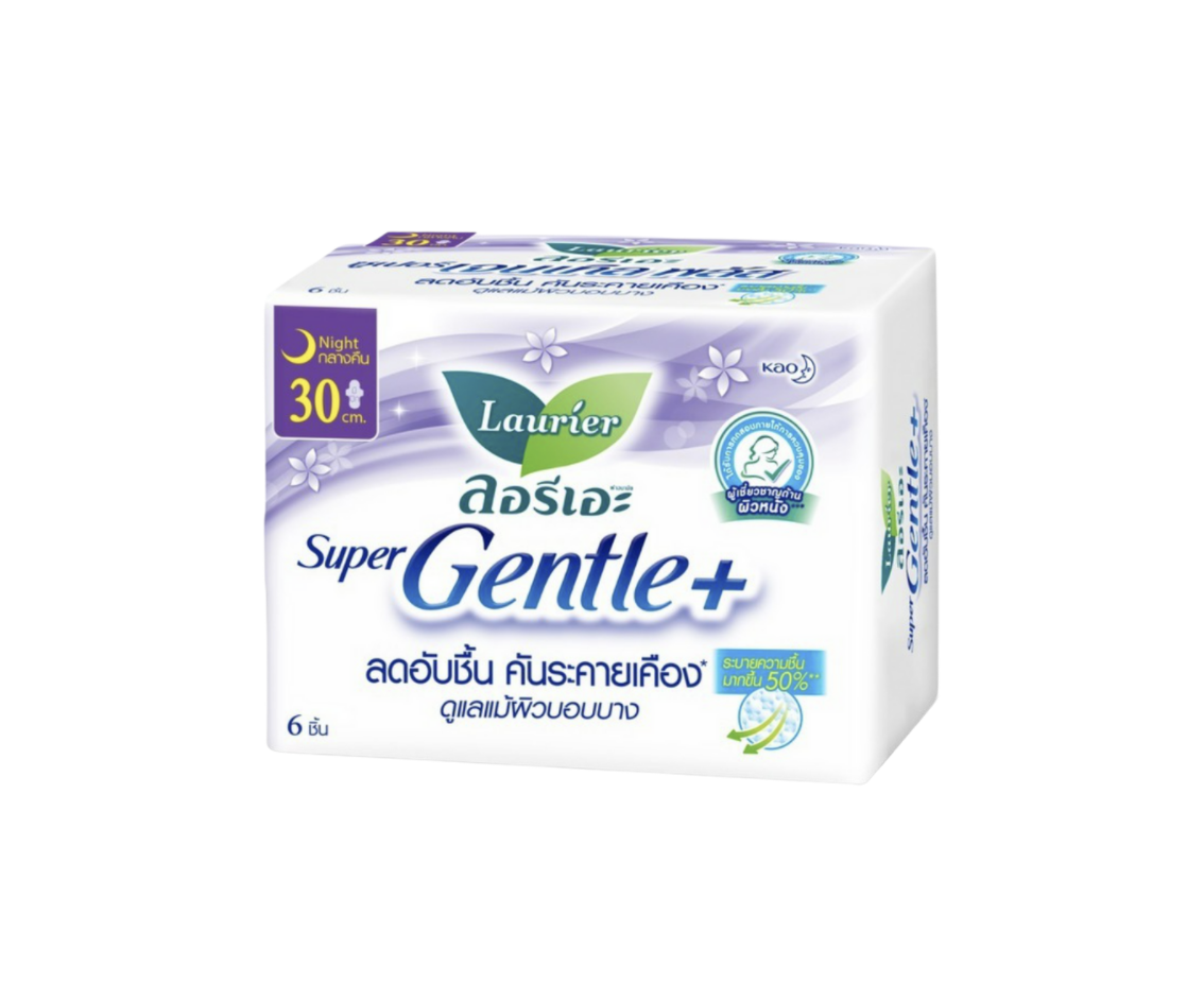 ผ้าอนามัย ลอรีเอะ Super Gentle กลางคืน30CM บรรจุ6ชิ้น