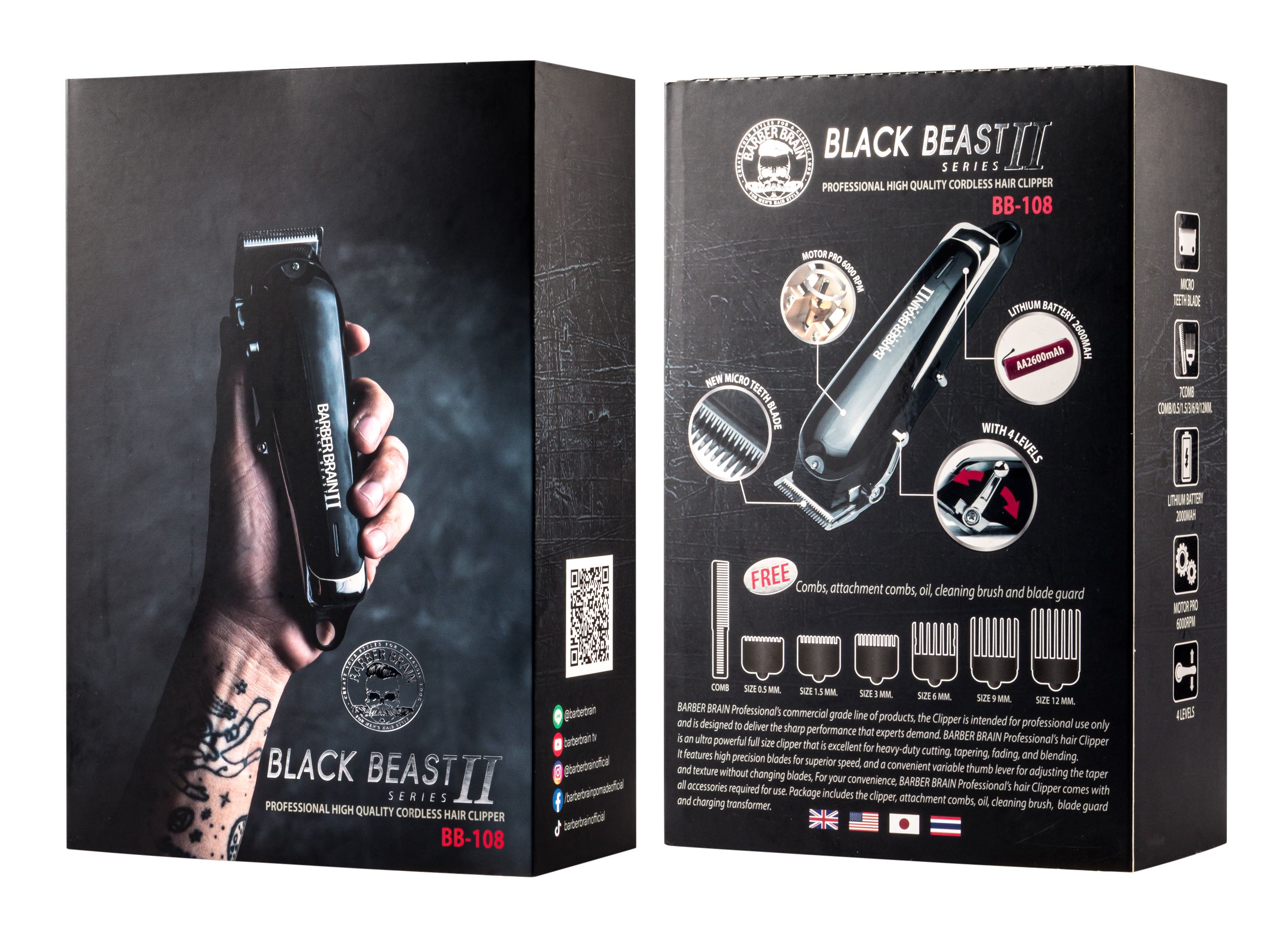 [สินค้าตัวอย่าง ห้ามกดซื้อ] ปัตตาเลี่ยนไร้สายสีดำแบล็คท์ บีซท์ รุ่น 2 BB-108