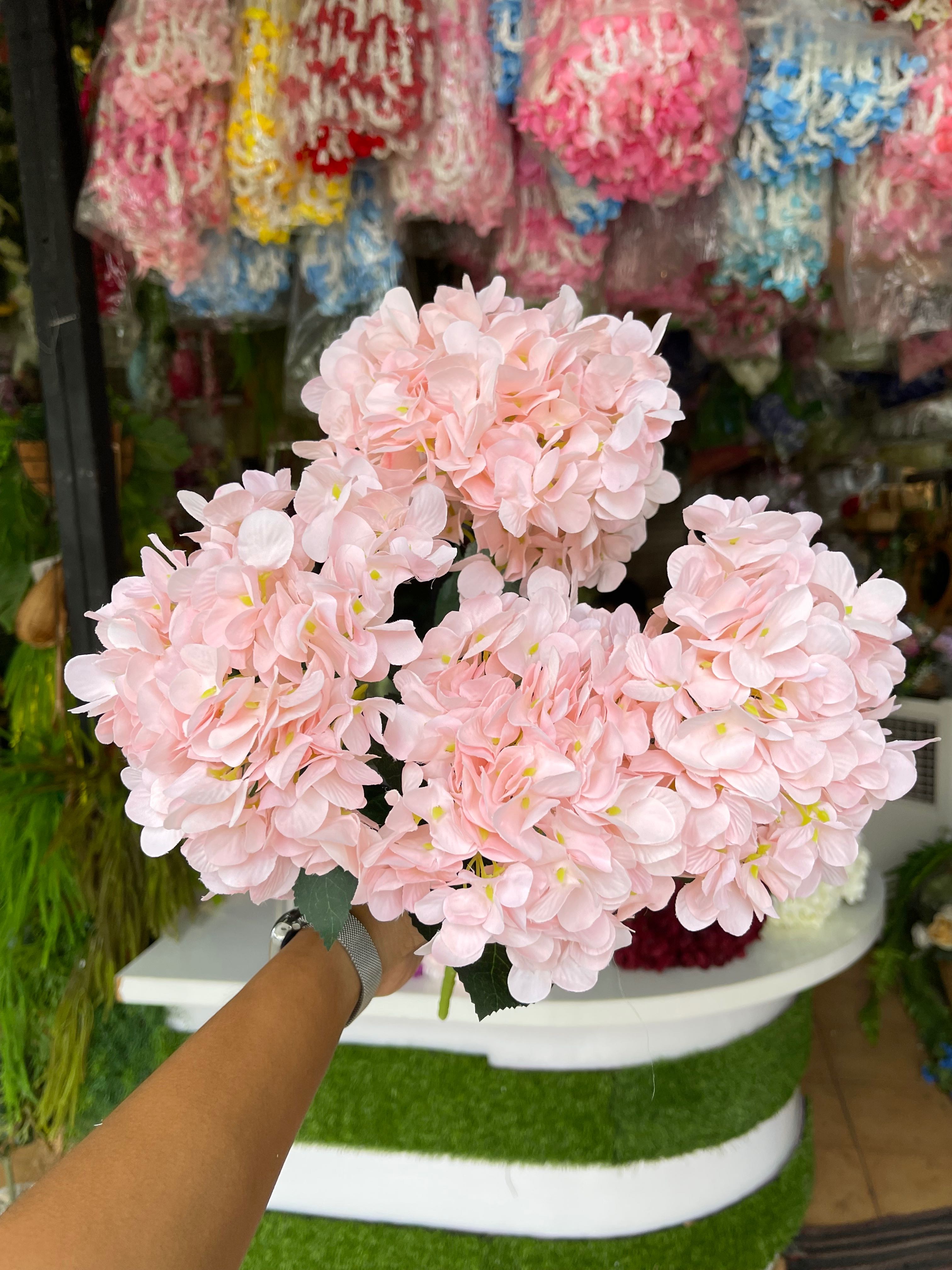 ช่อไฮเดรนเยียร์สีชมพู 5 ดอก