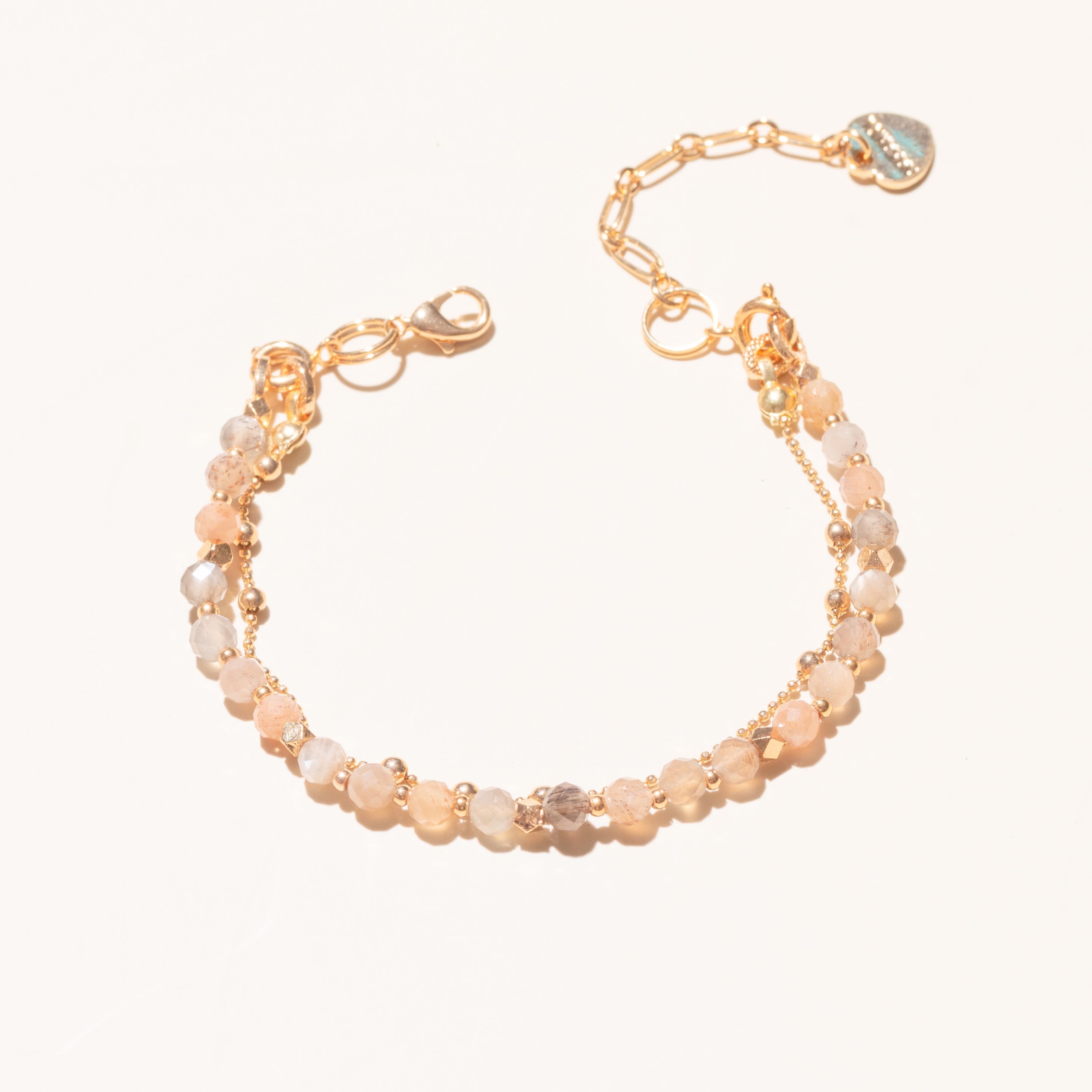 PEACH&GRAY MOONSTONE-LUCKY CHARM Bracelet 