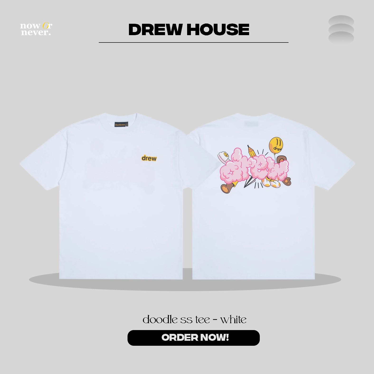 [PRE-ORDER] DREW HOUSE : doodle joy ss tee - white