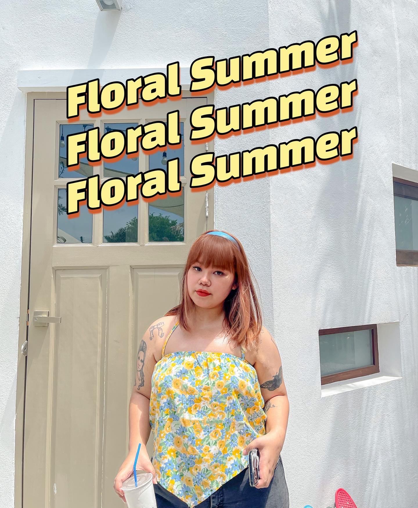 Floral spaghetti top 🍝🍜🧈 ครอปสายเดี่ยวคล้องคอ 