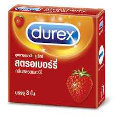 Durex strawberry 1 กล่อง (3ชิ้น)
