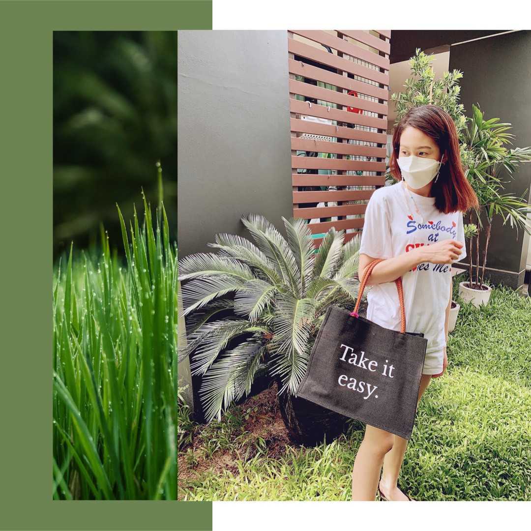 กระเป๋าผ้ากระสอบ (สีดำ) หูหนัง