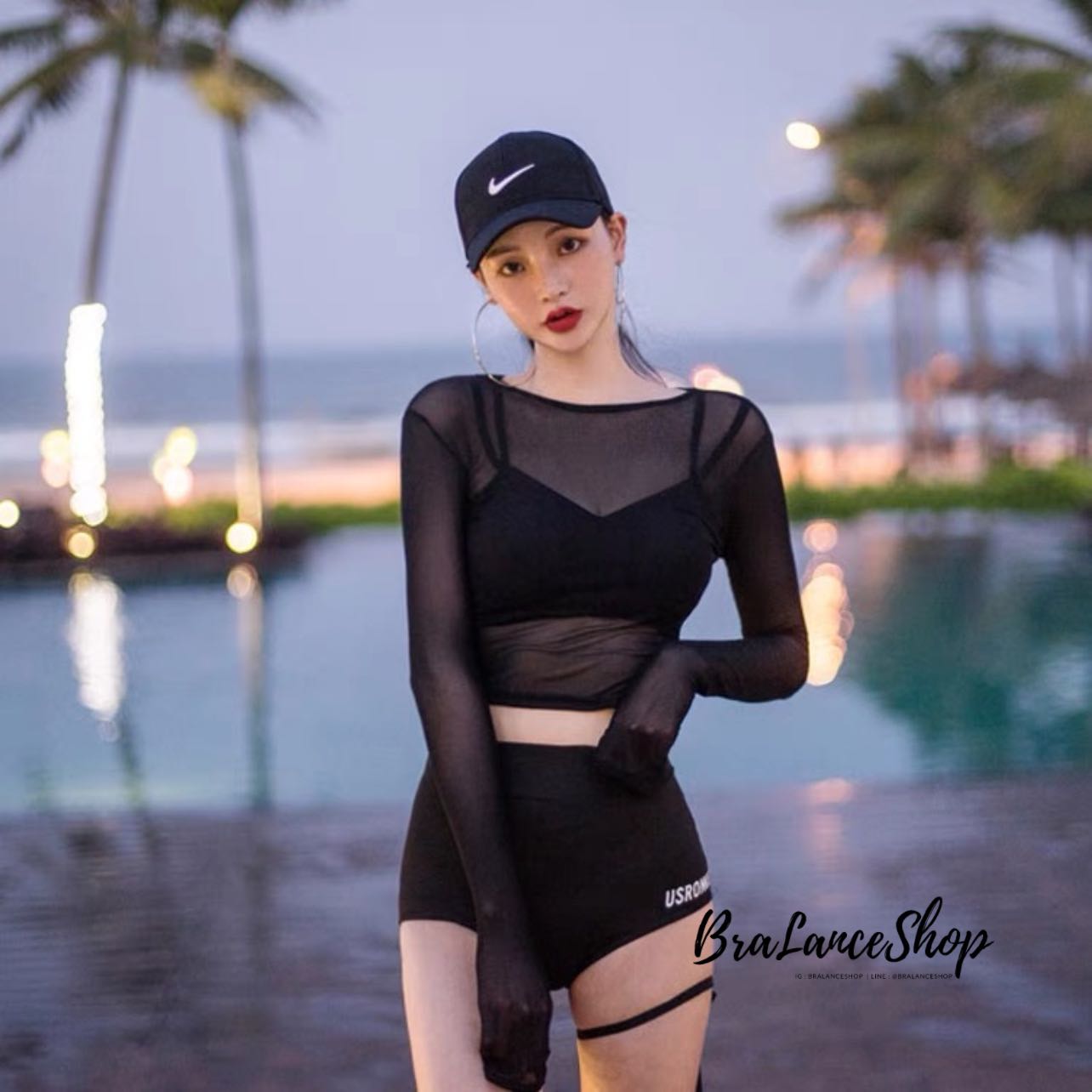 💦ชุดว่ายน้ำเซทสามชิ้น แขนยาว #2174