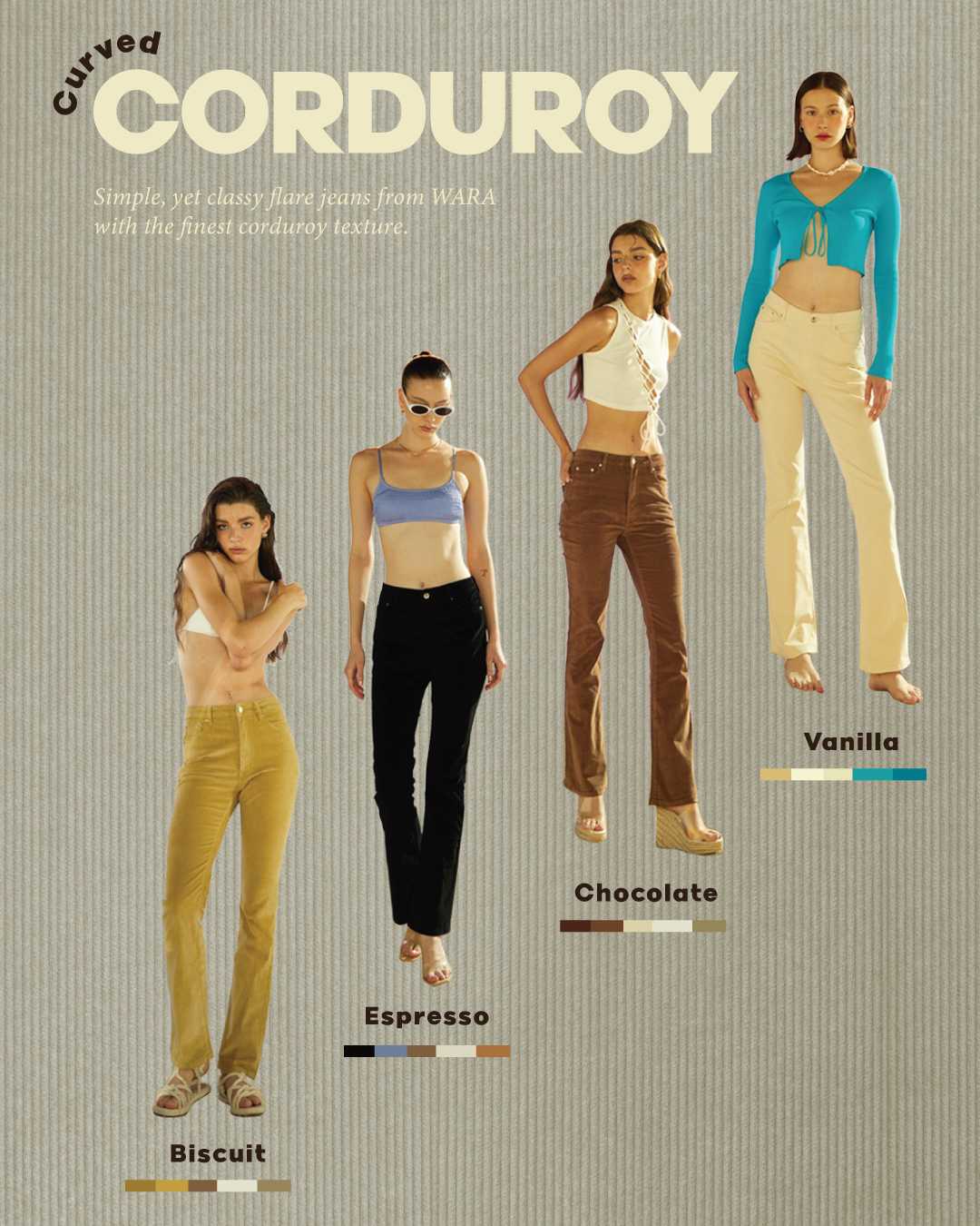 Curved corduroy pants - 535