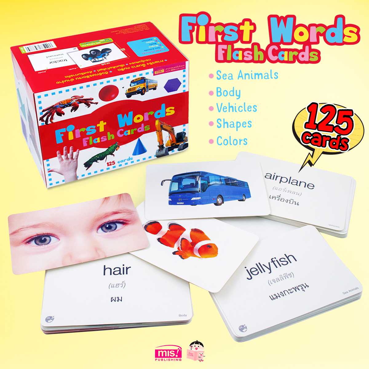 First Words Flash Cards การ์ดคำศัพท์ 5 หมวด 125 ใบ กล่องแดง