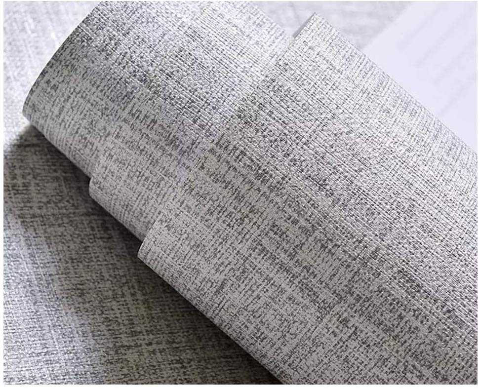 วอลเปเปอร์แบบมีกาวในตัว ลาย 9914-1 ผ้าพื้นเทาใหม่