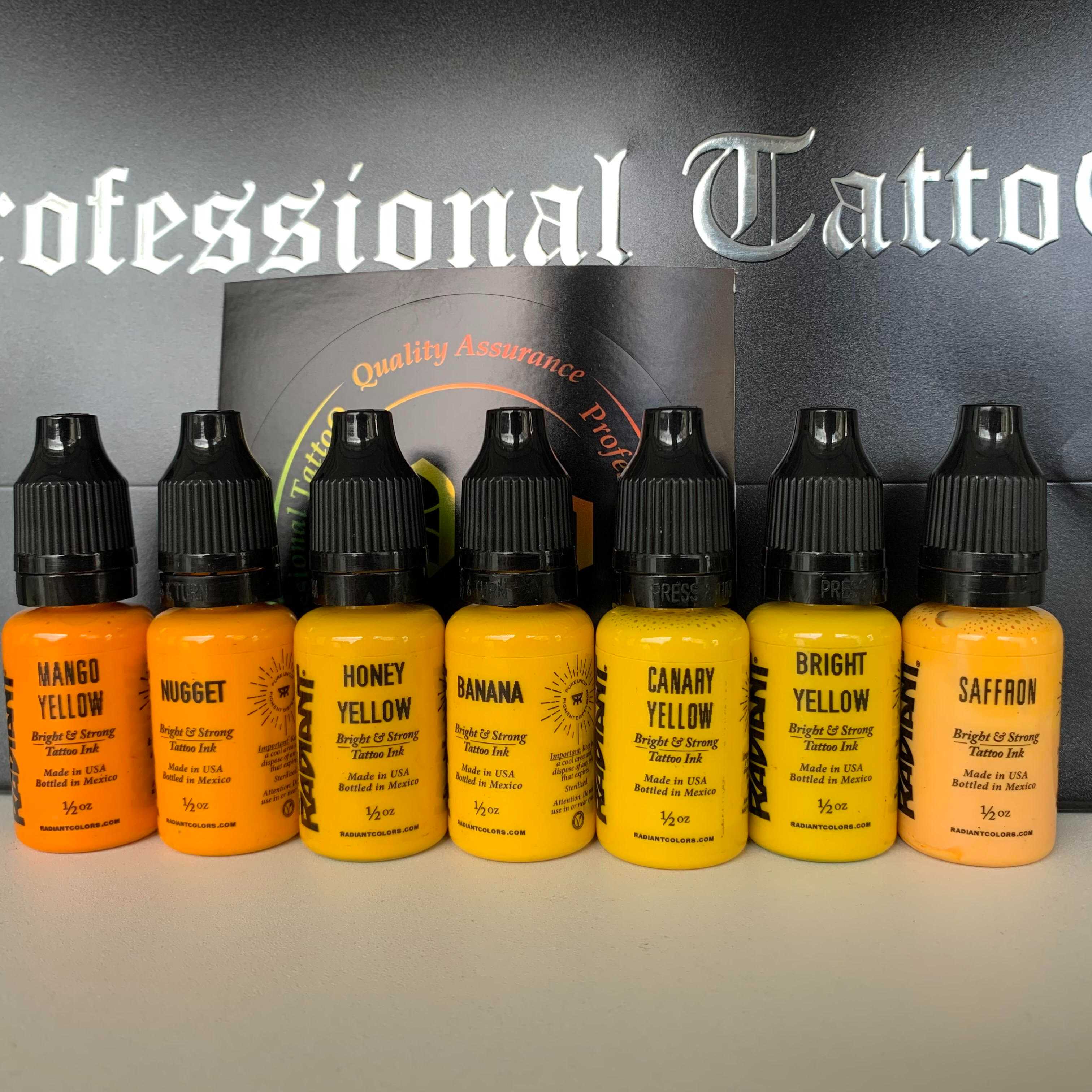 Radiant Colors Tattoo Ink 1/2 oz  (0.5oz) Yellow