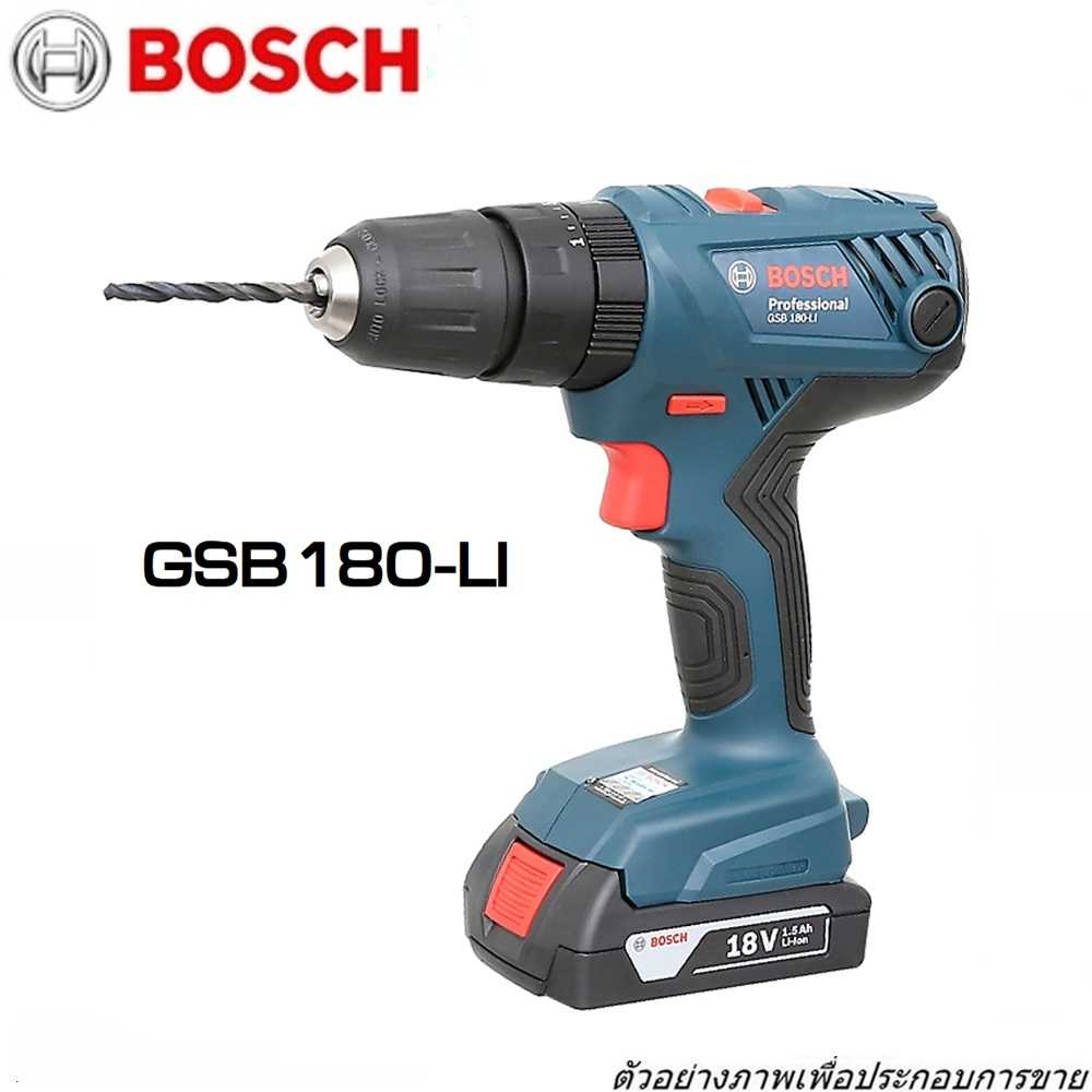 สว่านกระแทกไร้สายยี่ห้อ : BOSCH   รุ่น : GSB180-LI  แรงดันไฟ : 18V.