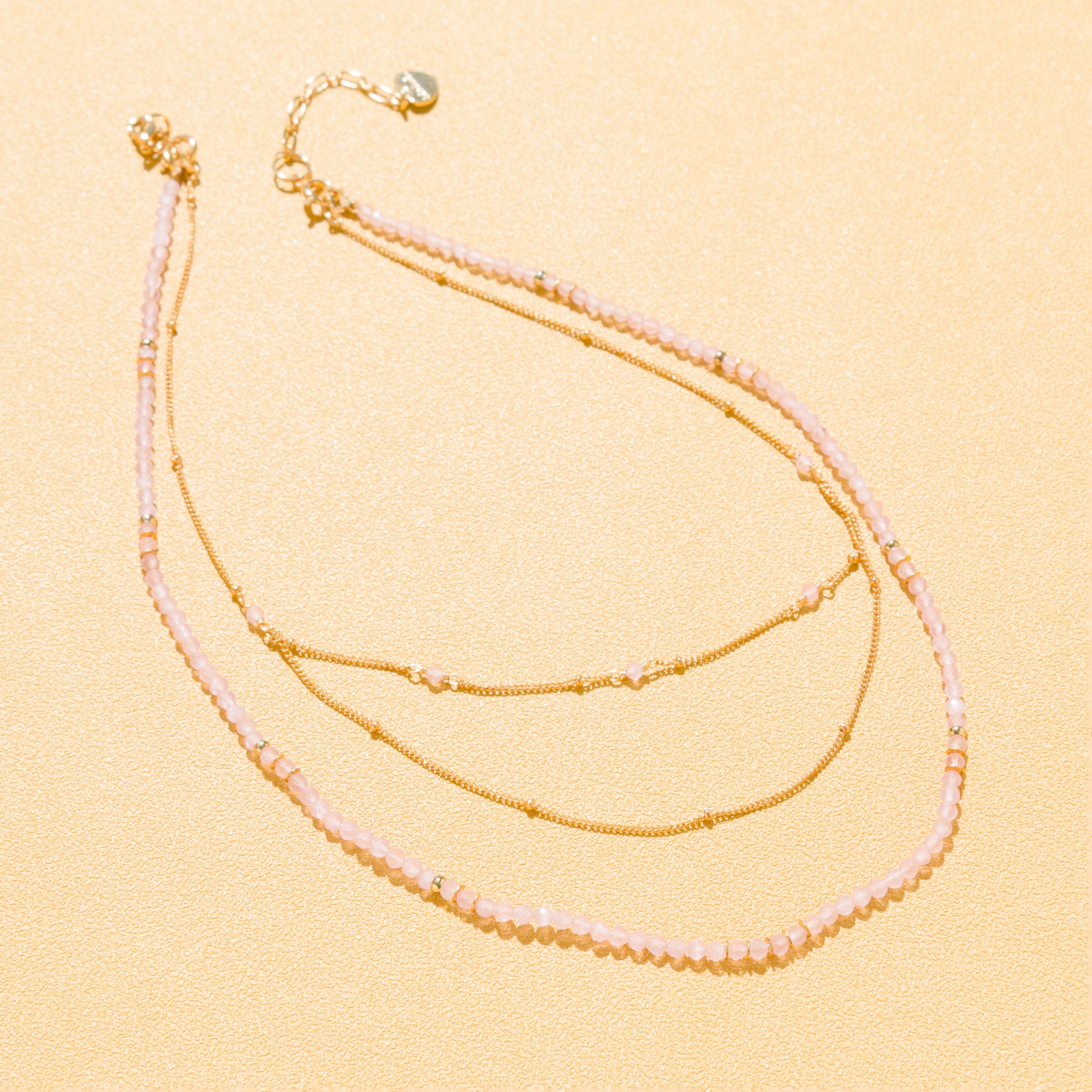 ROSE QUARTZ-LUCKY STONE Layered Necklace