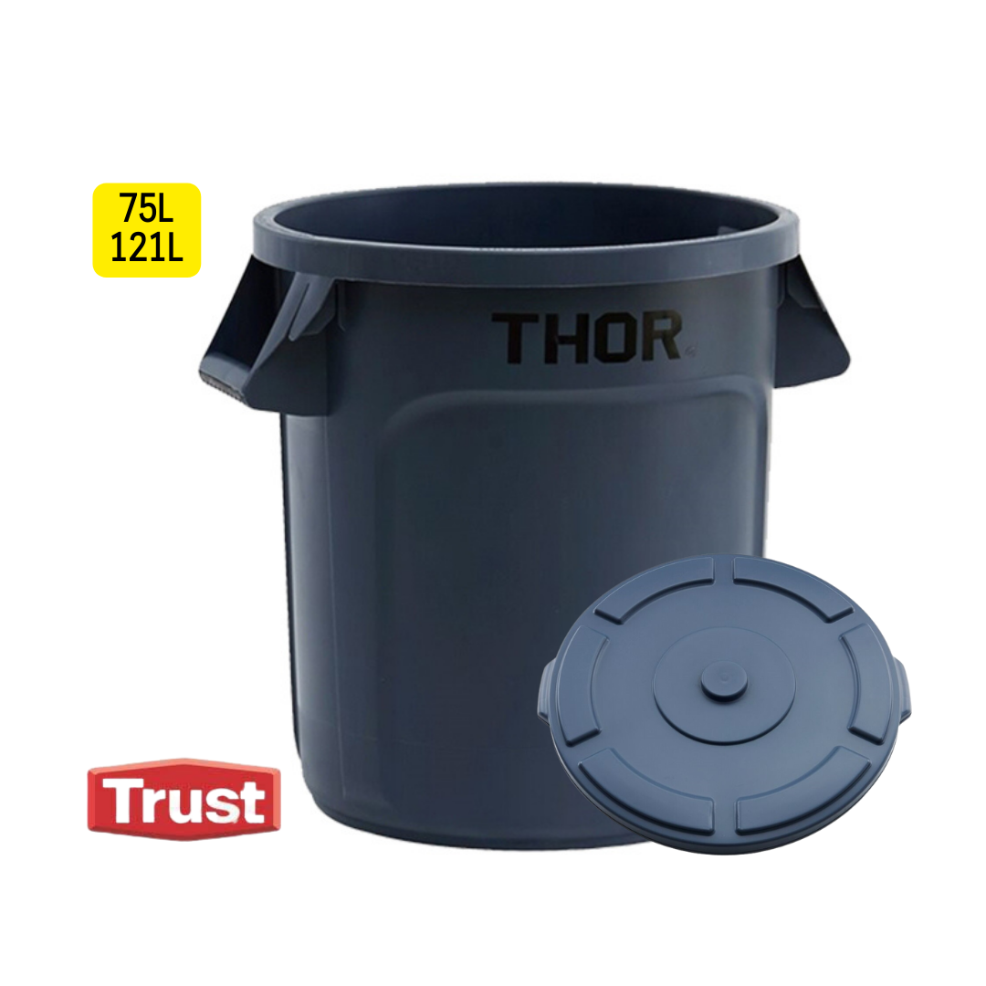 TRUST1012GY ถังพลาสติก 75 ลิตร สีเทา / THOR 75L ROUND CONTAINER GREY