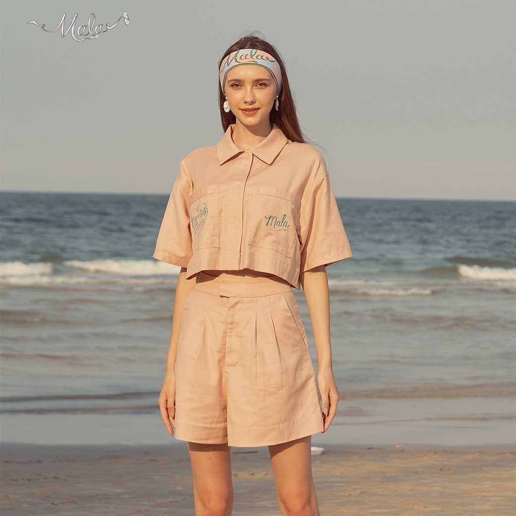 Sun Kiss Blouse (Nude pink) - Malabrand SS22 M29 เสื้อครอปผู้หญิง เสื้อเชิ้ตผู้หญิง