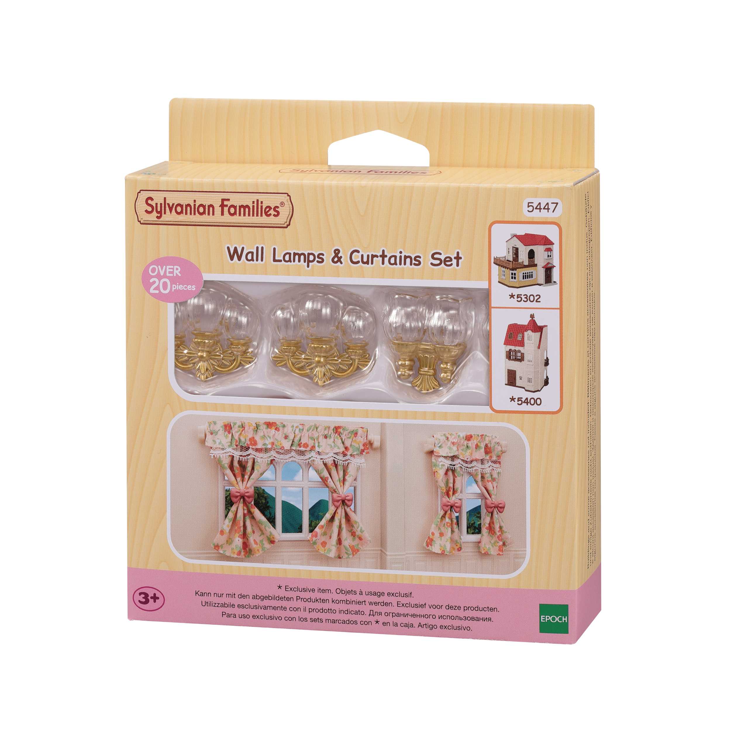 Sylvanian Families Wall Lamps & Curtains Set / ซิลวาเนียน แฟมิลี่ ชุดโคมไฟติดผนังและผ้าม่าน