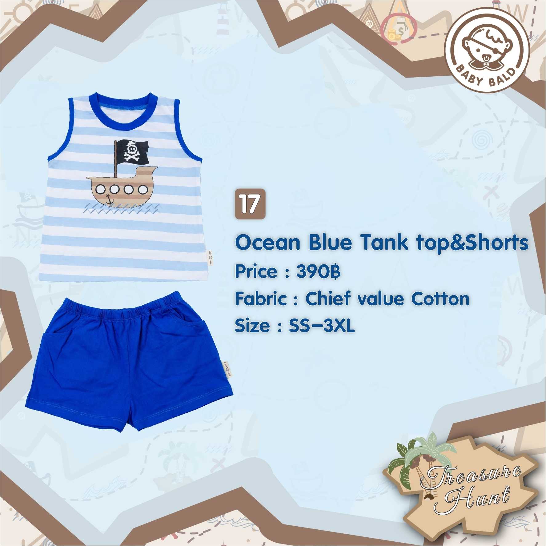 17 Treasure Hunt Ocean Blue Tank Top&Shorts