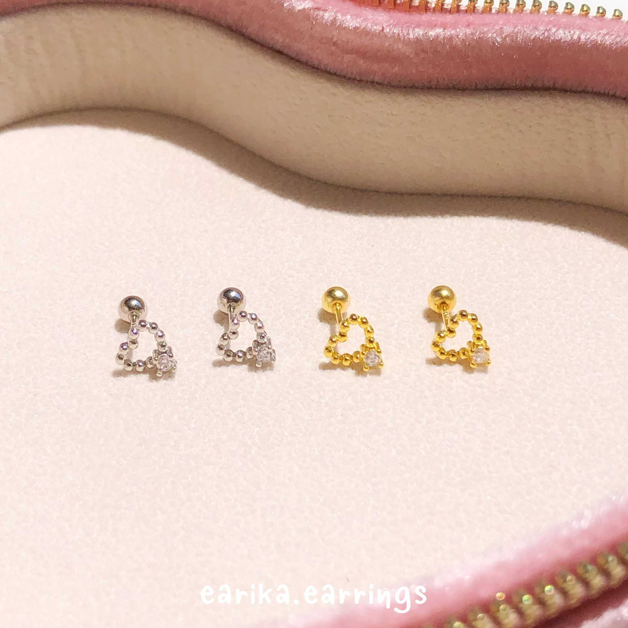earika.earrings - heart pallet piercing จิวหูเงินแท้หัวใจ (ราคาต่อชิ้น) เหมาะสำหรับคนแพ้ง่าย