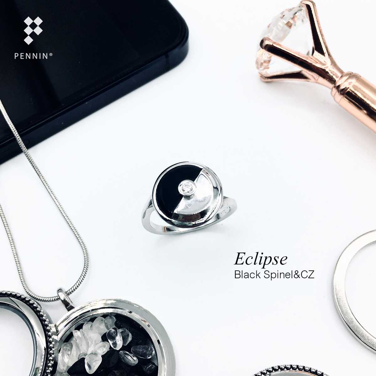 [SALE30%] RW6261302 : แหวนเพชรฝังนิลแท้ ดุจจันทรุปราคา แหวนนิลมีสไตล์ ดึงดูดโชคลาภ ปกป้องคุ้มครอง