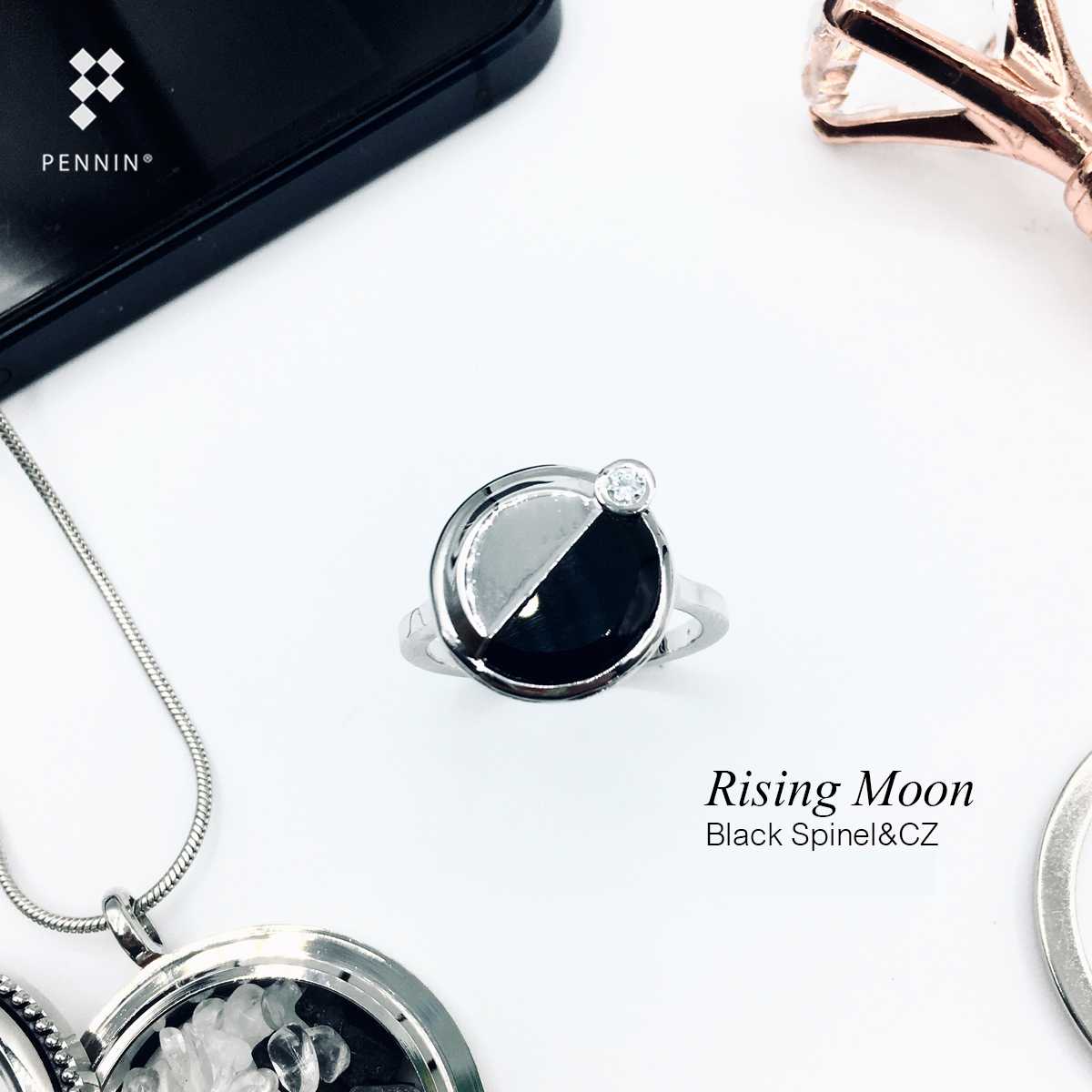 [SALE30%] RW6251302  :แหวนนิล เงินแท้ แซมเพชรสวิส CZ ดุจพระจันทร์ขึ้น ดึงดูดโชคลาภ ปกป้องคุ้มครอง