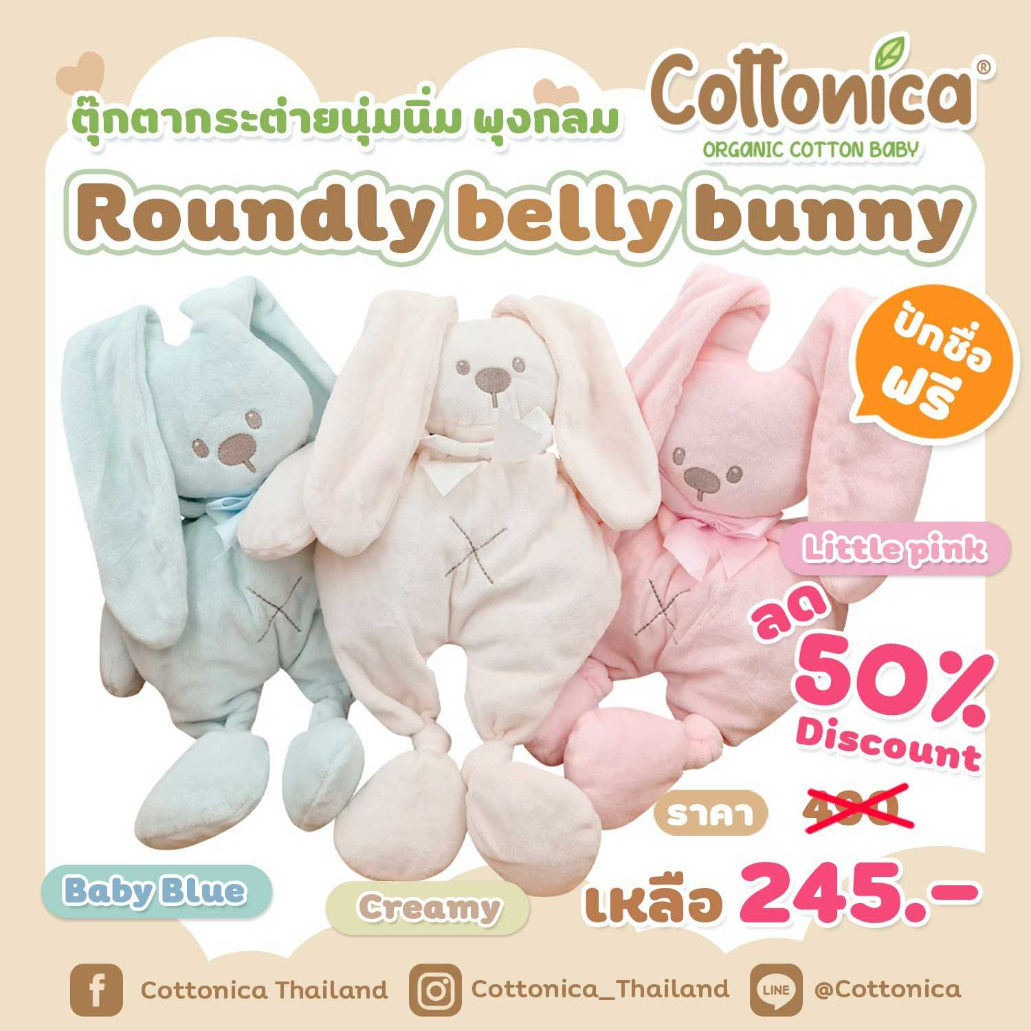 I'm Bunny ตุ๊กตากระต่ายเน่า ตุ๊กตากอด ตุ๊กตาปักชื่อฟรี ! (Premium Soft)(20061,86)