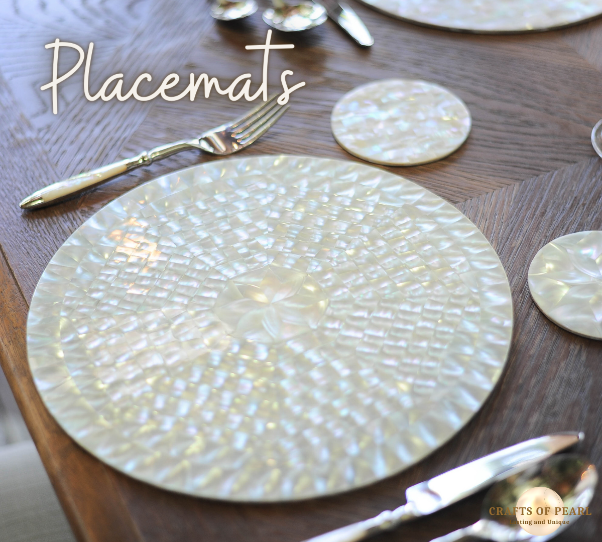 Placemats in Round Design 12 Inches - Beautiful Crafted in Natural Seashells