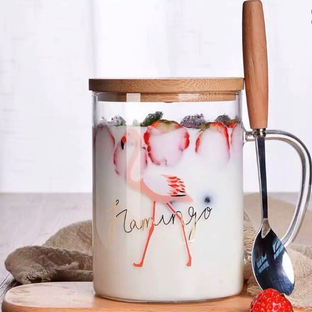 🦩𝗙𝗟𝗔𝗠𝗜𝗡𝗚𝗢 MUG ☕️แก้วมัคใส ทรงกระบอก ลายฟลามิงโก้