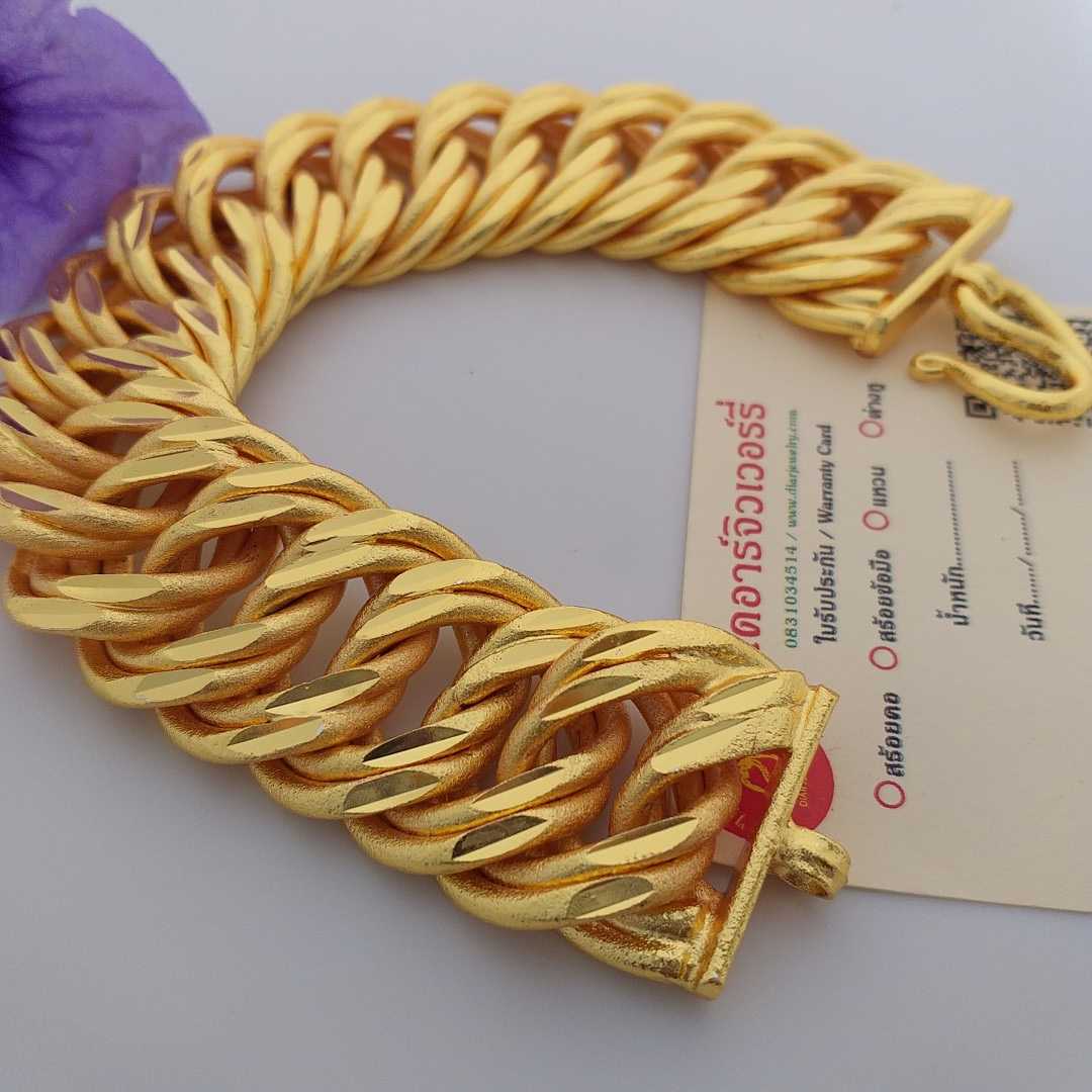 เลสข้อมือหนัก 15 บาท ลายก้างปลาคู่ ทองชุบ ทองโคลนนิ่ง ทองปลอม ทนกว่าทองไมครอน