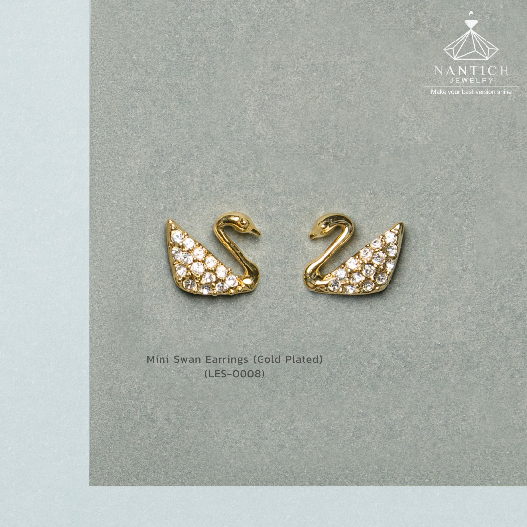Mini Swan Earrings (Gold Plated) (LES-0008)
