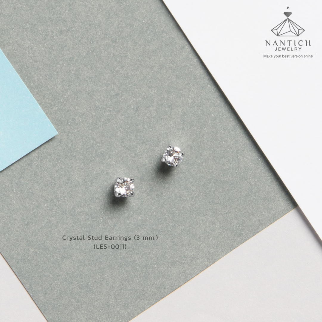 Crystal Stud Earrings (3 mm.) (LES-0011)