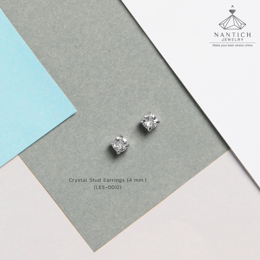 Crystal Stud Earrings (4 mm.) (LES-0012)