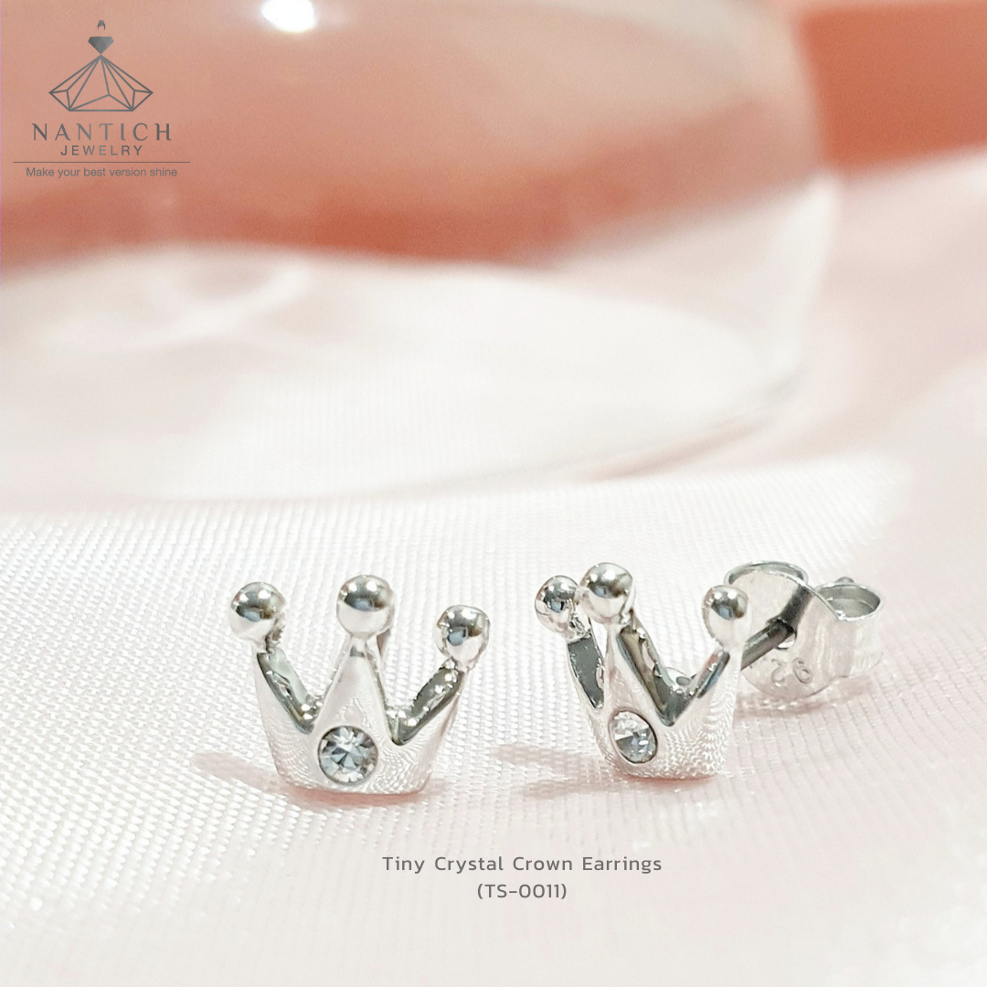 Tiny Crystal Crown Earrings (TS-0011)